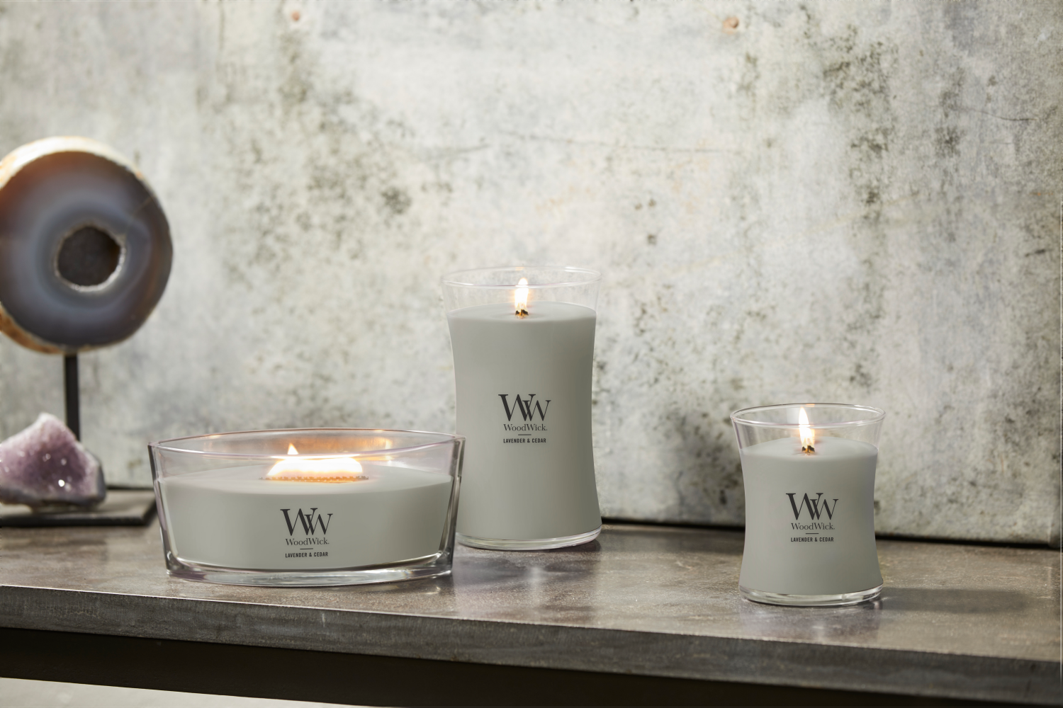 slide 2 of 4, Woodwick Ellipse Candle Lavender & Cedar, 16 oz