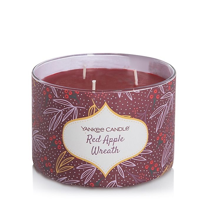 slide 1 of 1, Yankee Candle 3-Wick Red Apple Wreath Seasonal Ornamental Candle, 1 ct