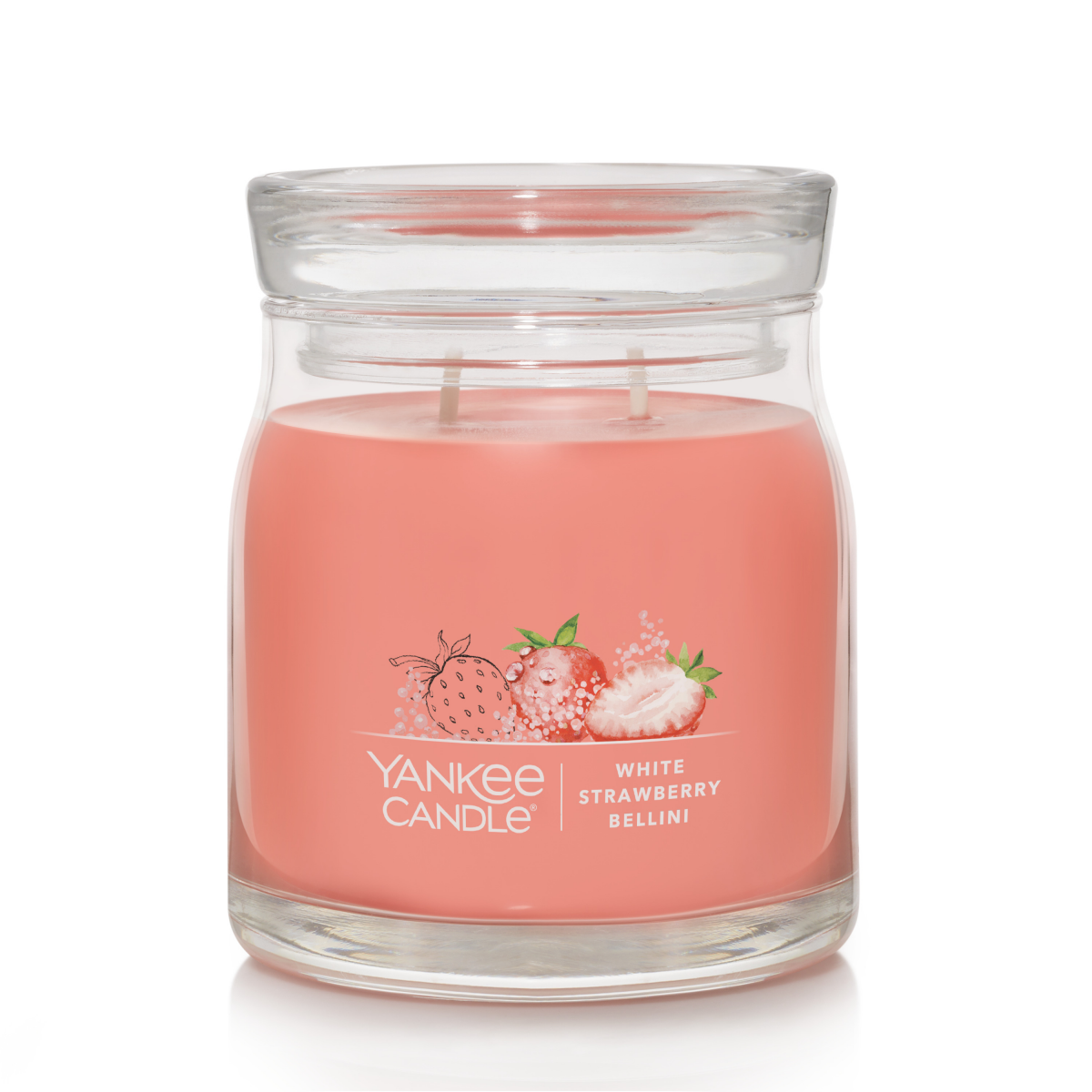 slide 1 of 3, Yankee Candle Signature Collection Medium Jar White Strawberry Bellini, 13 oz