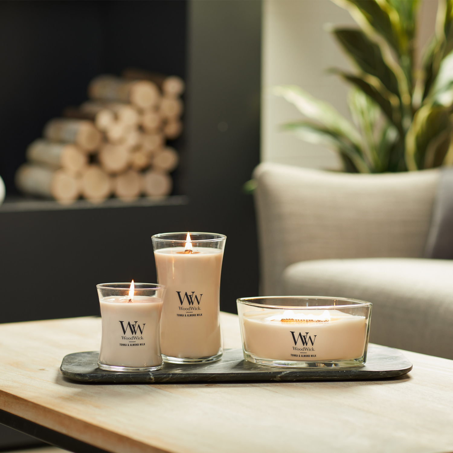 slide 4 of 4, WoodWick Tonka & Almond Milk Candle 1 ea, 1 ct