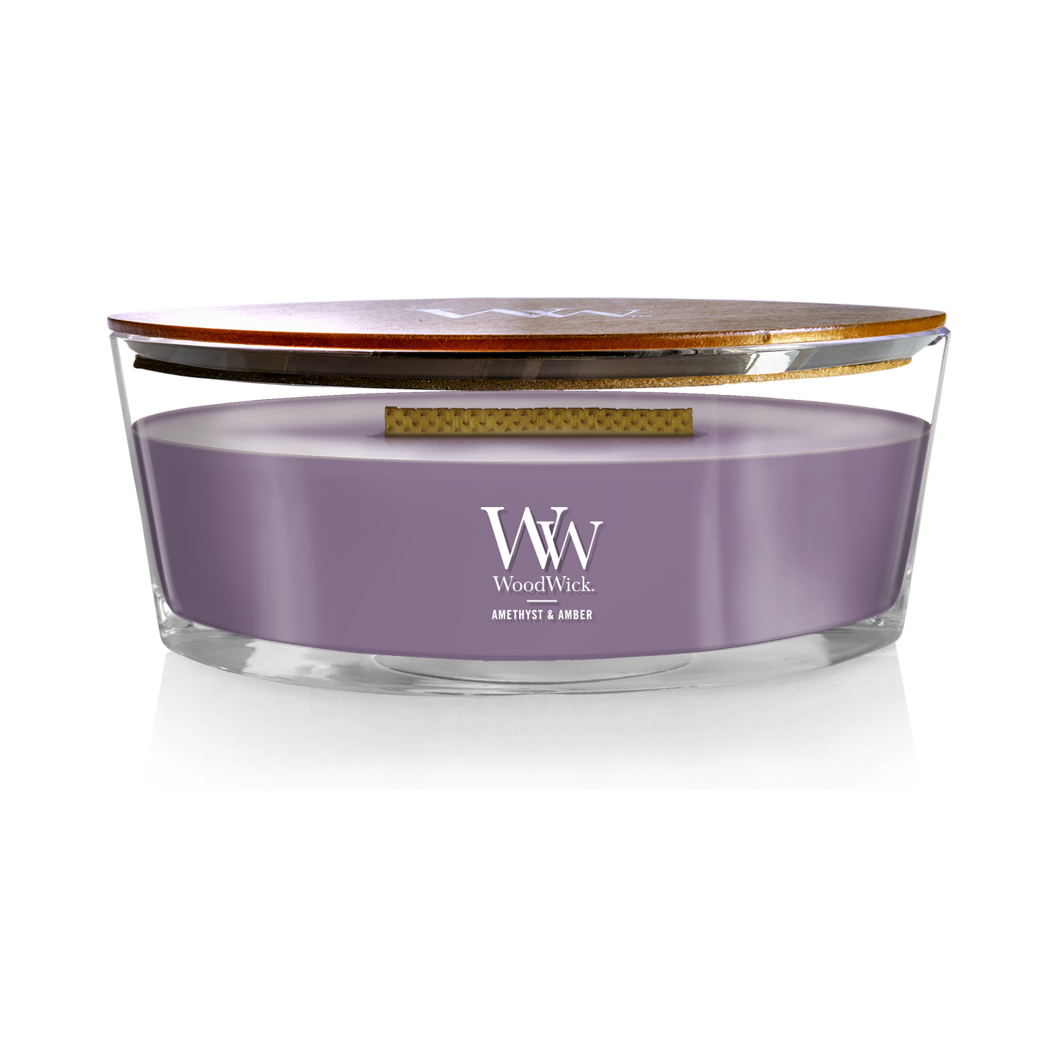 slide 1 of 4, Woodwick Ellipse Candle Amethyst & Amber, 16 oz