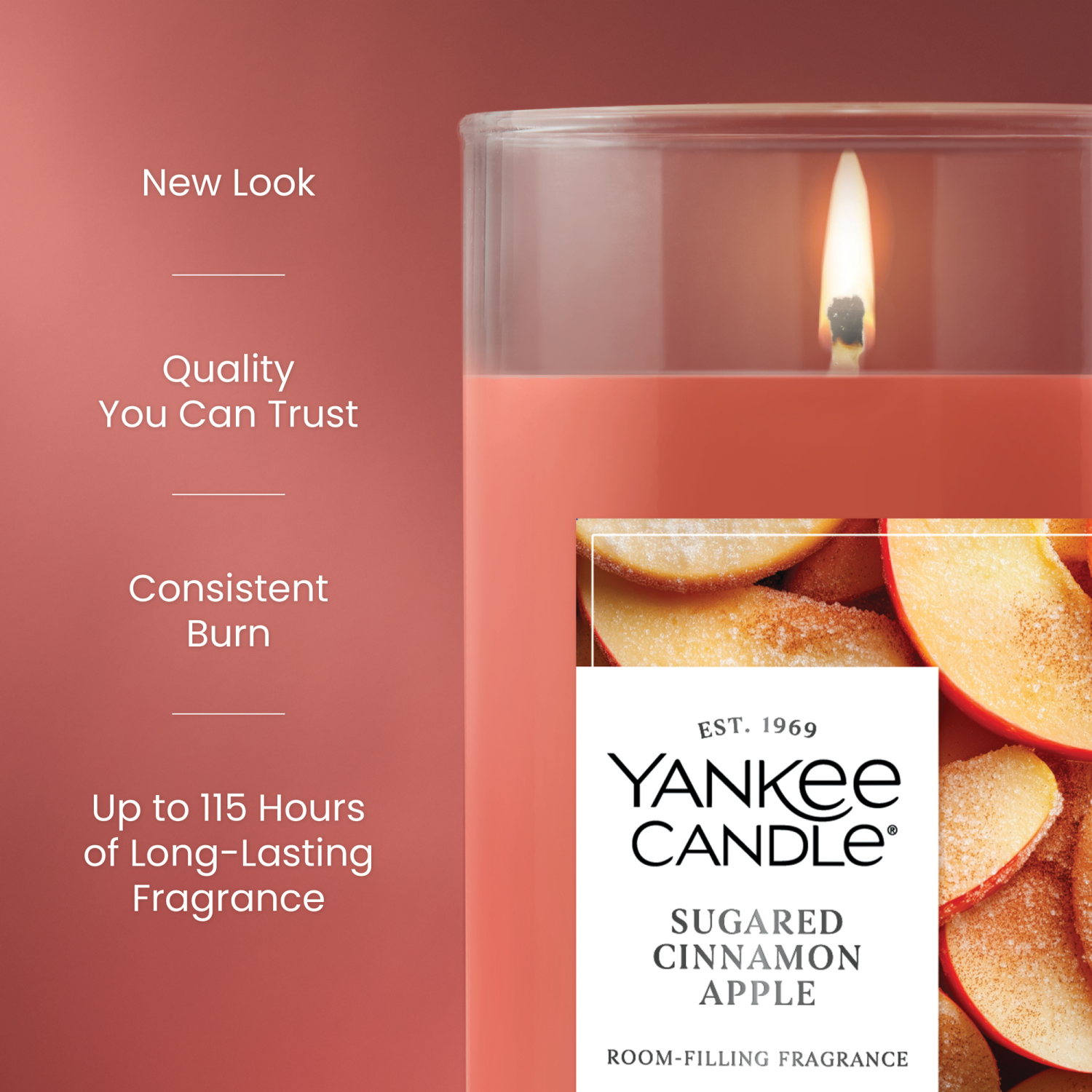slide 5 of 5, Yankee Candle Signature Collection Medium Pillar Sugared Cinnamon Apple, 14.25 oz