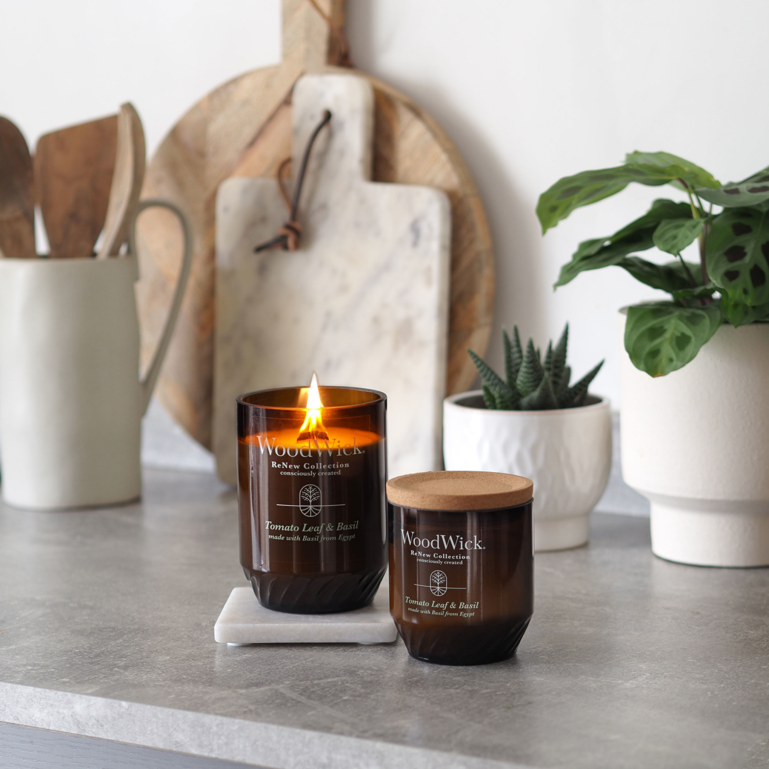 slide 2 of 5, WoodWick ReNew Collection Tomato Leaf & Basil Candle 1 ea, 1 ct