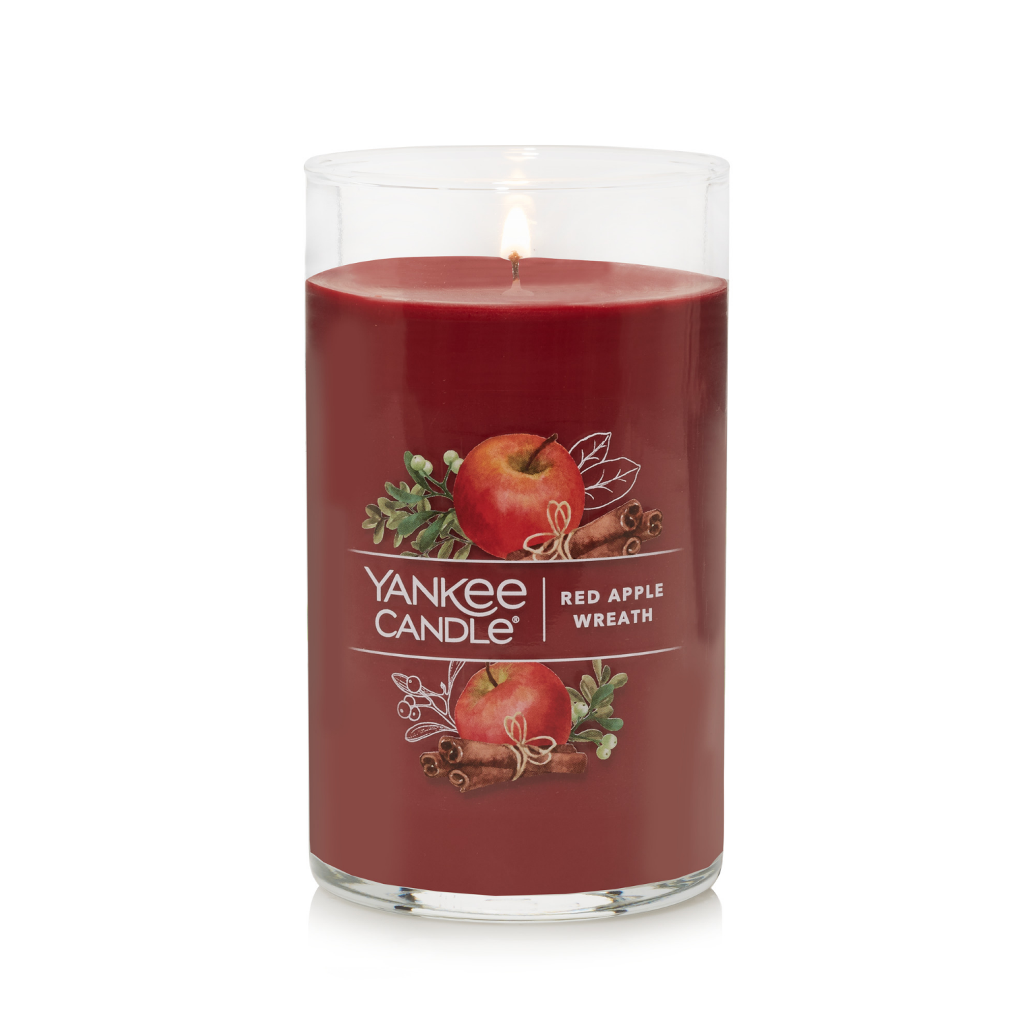 slide 2 of 4, Yankee Candle Signature Collection Medium Pillar Red Apple Wreath, 14.5 oz