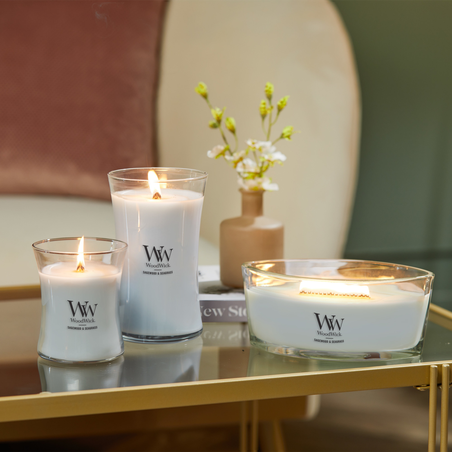 slide 4 of 4, WoodWick Sagewood & Seagrass Candle 21.5 oz, 21.5 oz