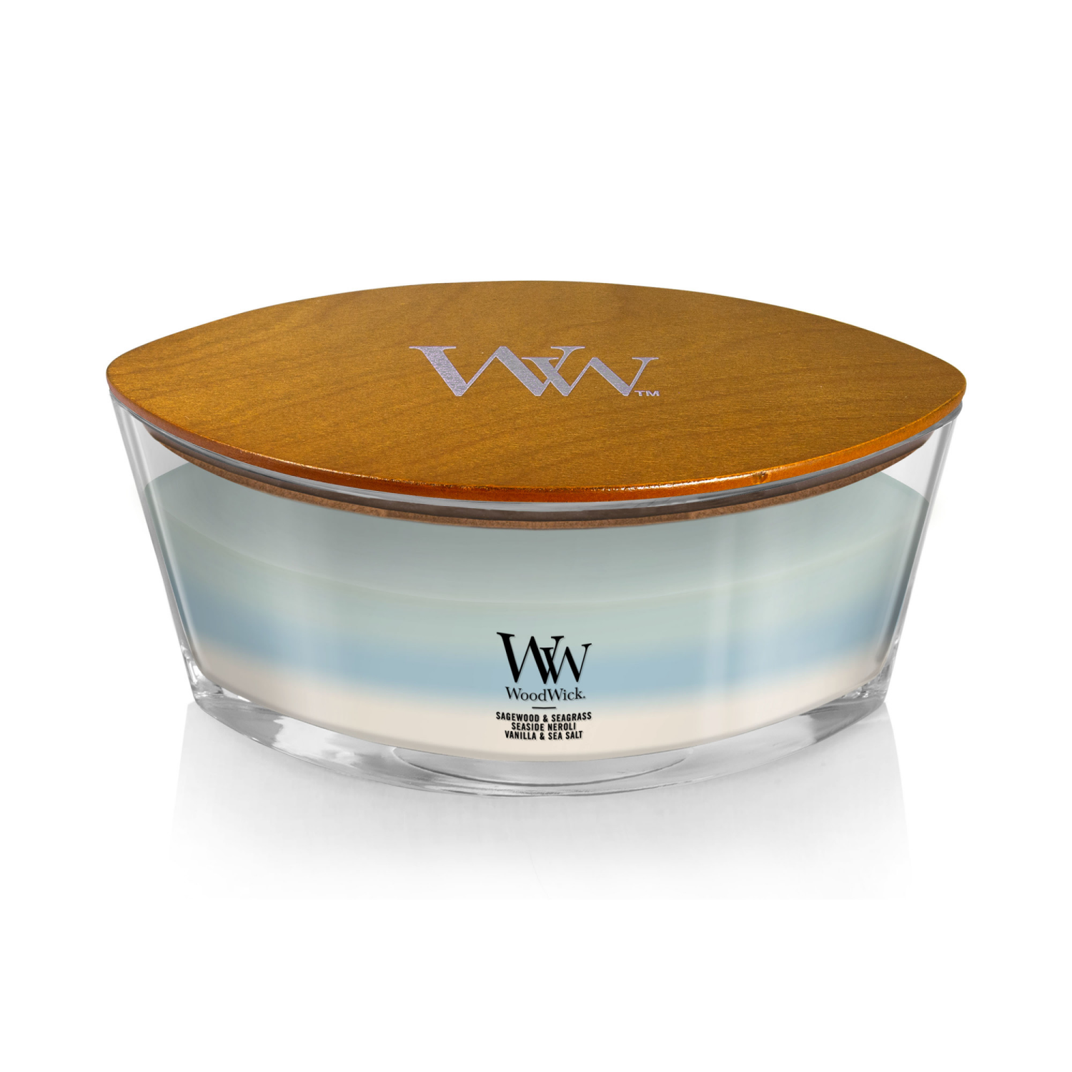 slide 2 of 4, WoodWick Ocean Trilogy Segewood & Seagrass Seaside Neroli Vanilla Sea Salt Candle 16 oz, 16 oz