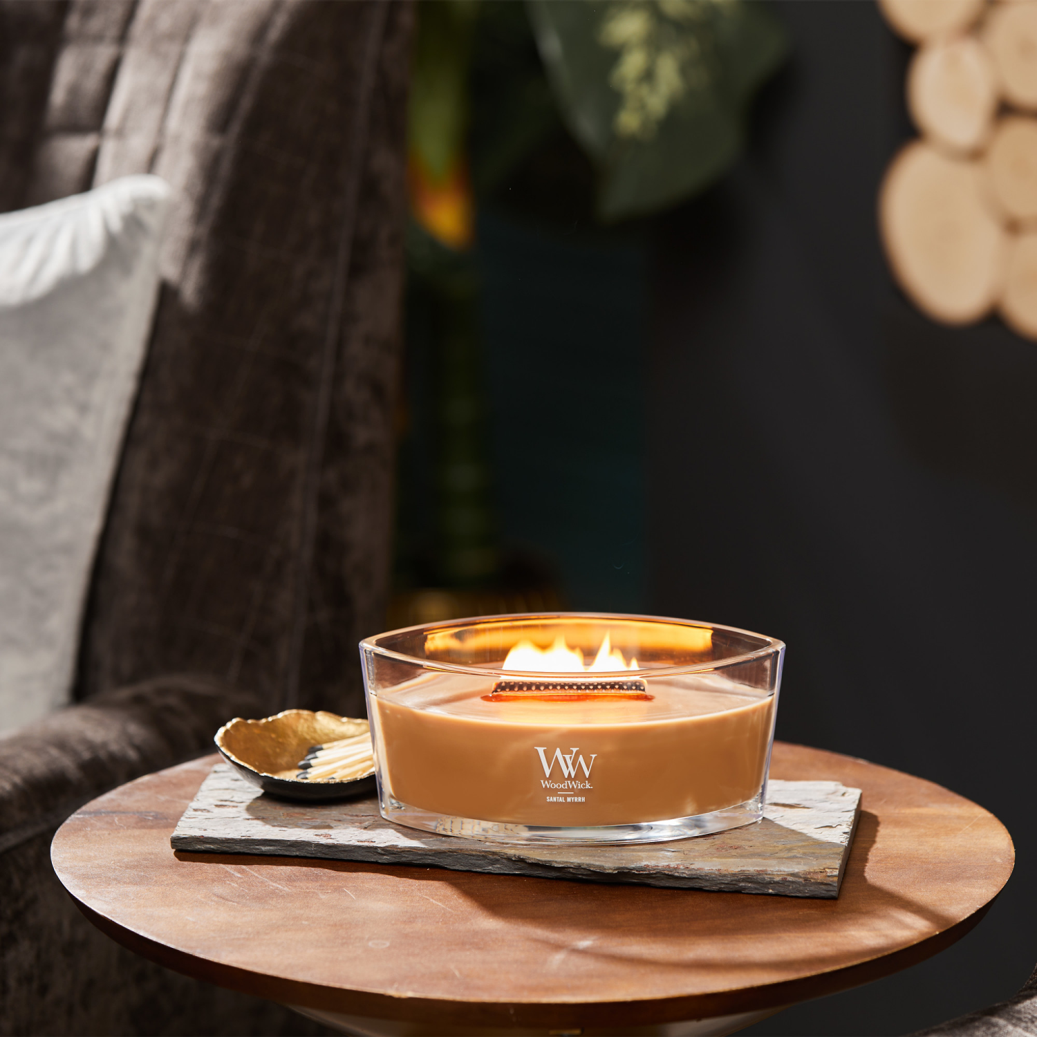 slide 4 of 4, Woodwick Ellipse Candle Santal Myrrh, 16 oz