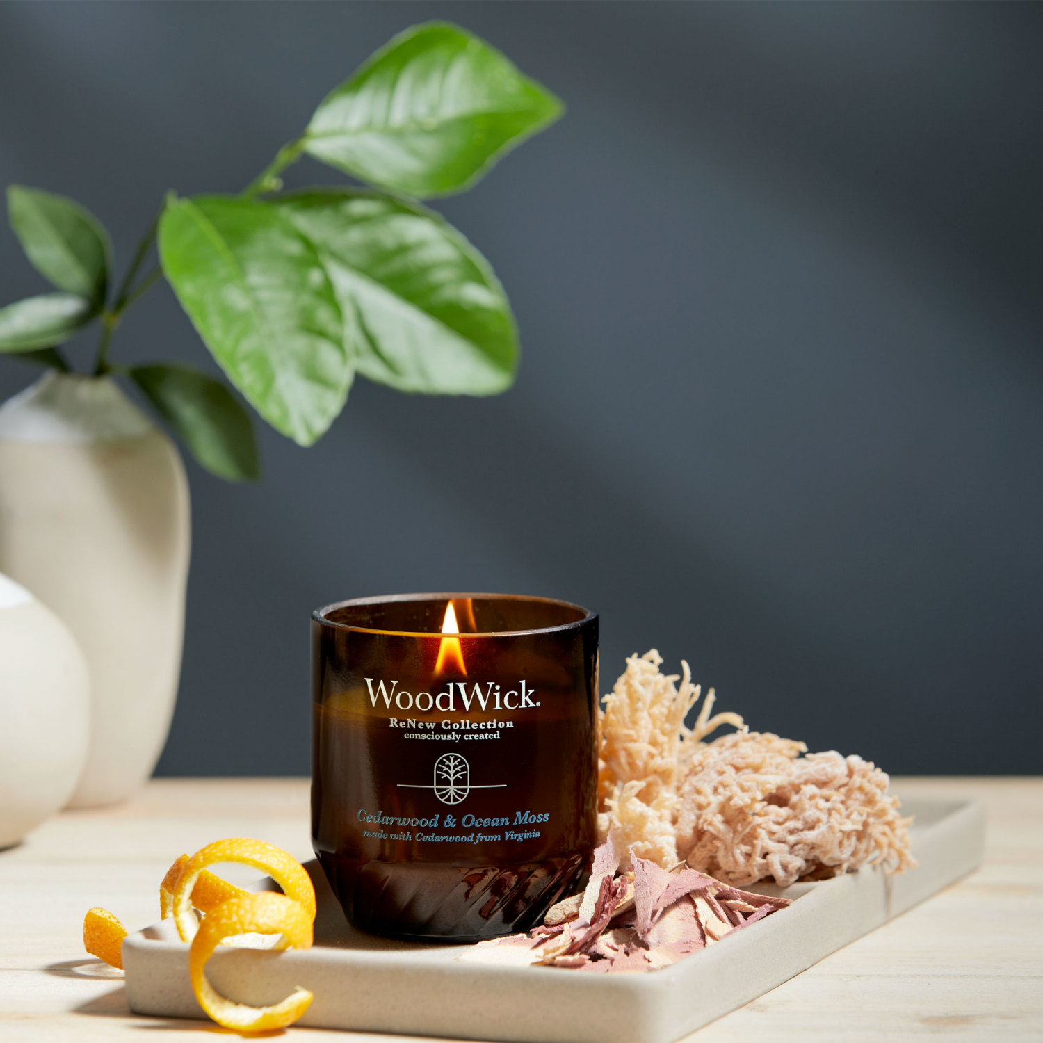 slide 2 of 4, WoodWick ReNew Collection Cedarwood & Ocean Moss Candle 1 Each, 1 ct