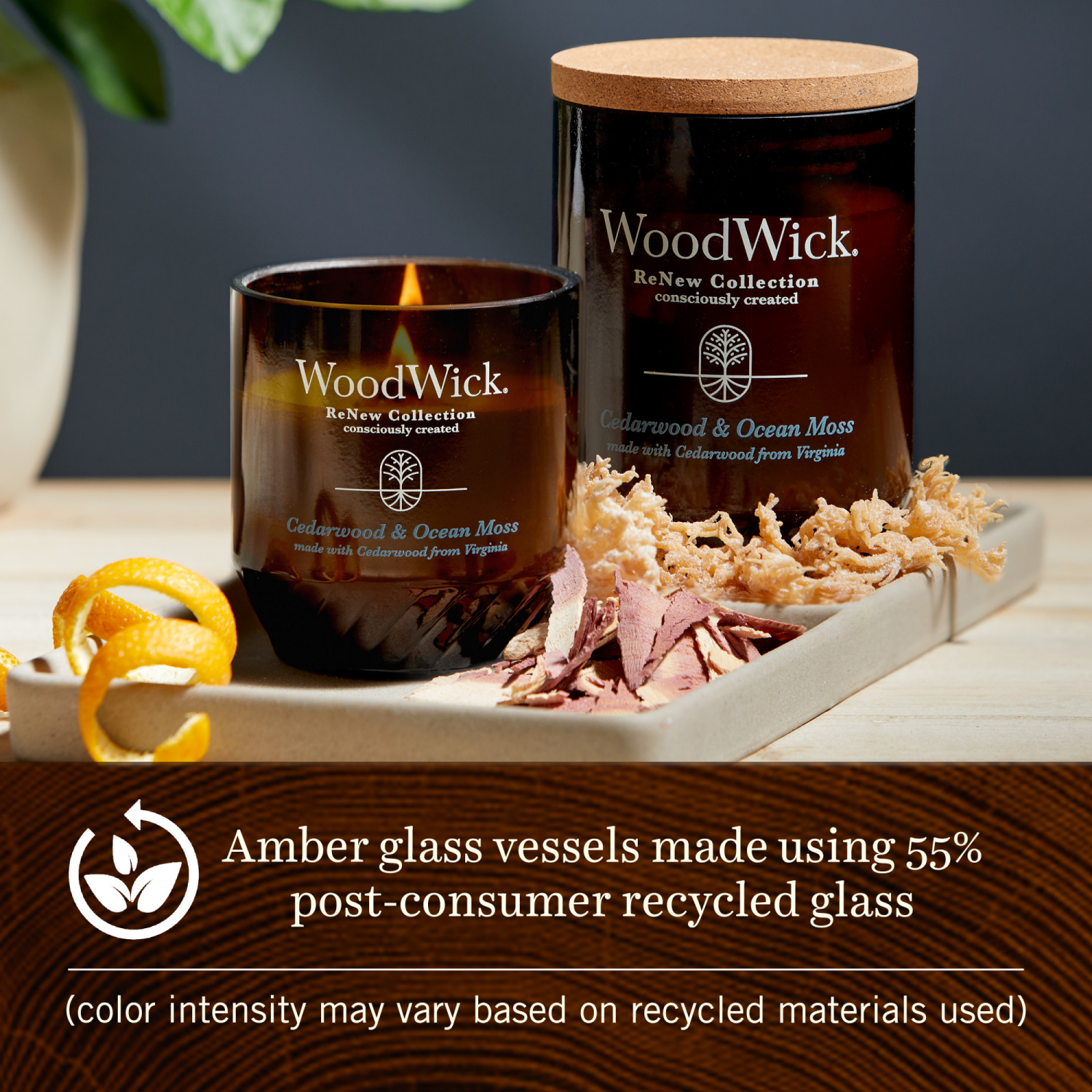 slide 3 of 4, WoodWick ReNew Collection Cedarwood & Ocean Moss Candle 1 Each, 1 ct