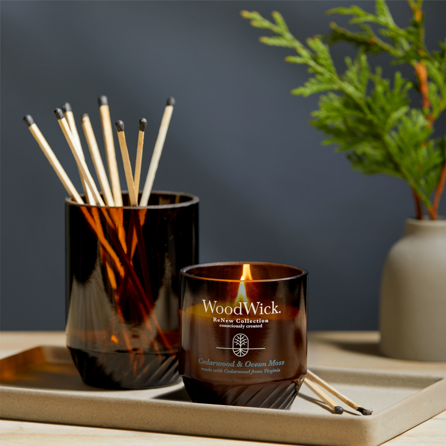 slide 4 of 4, WoodWick ReNew Collection Cedarwood & Ocean Moss Candle 1 Each, 1 ct