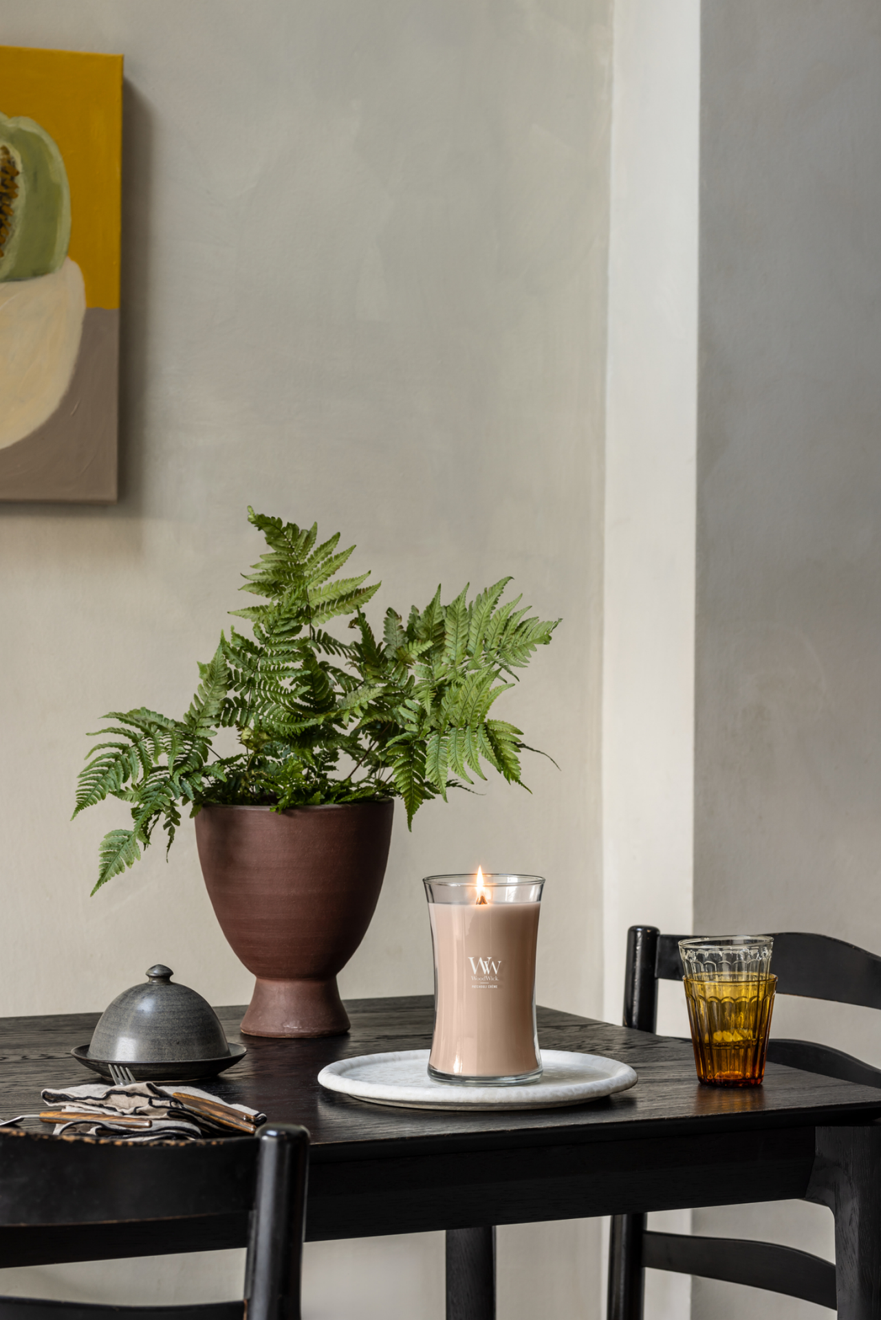 slide 3 of 3, Woodwick Large Jar Candle Patchouli Crème 21.5 Oz., 21.5 oz