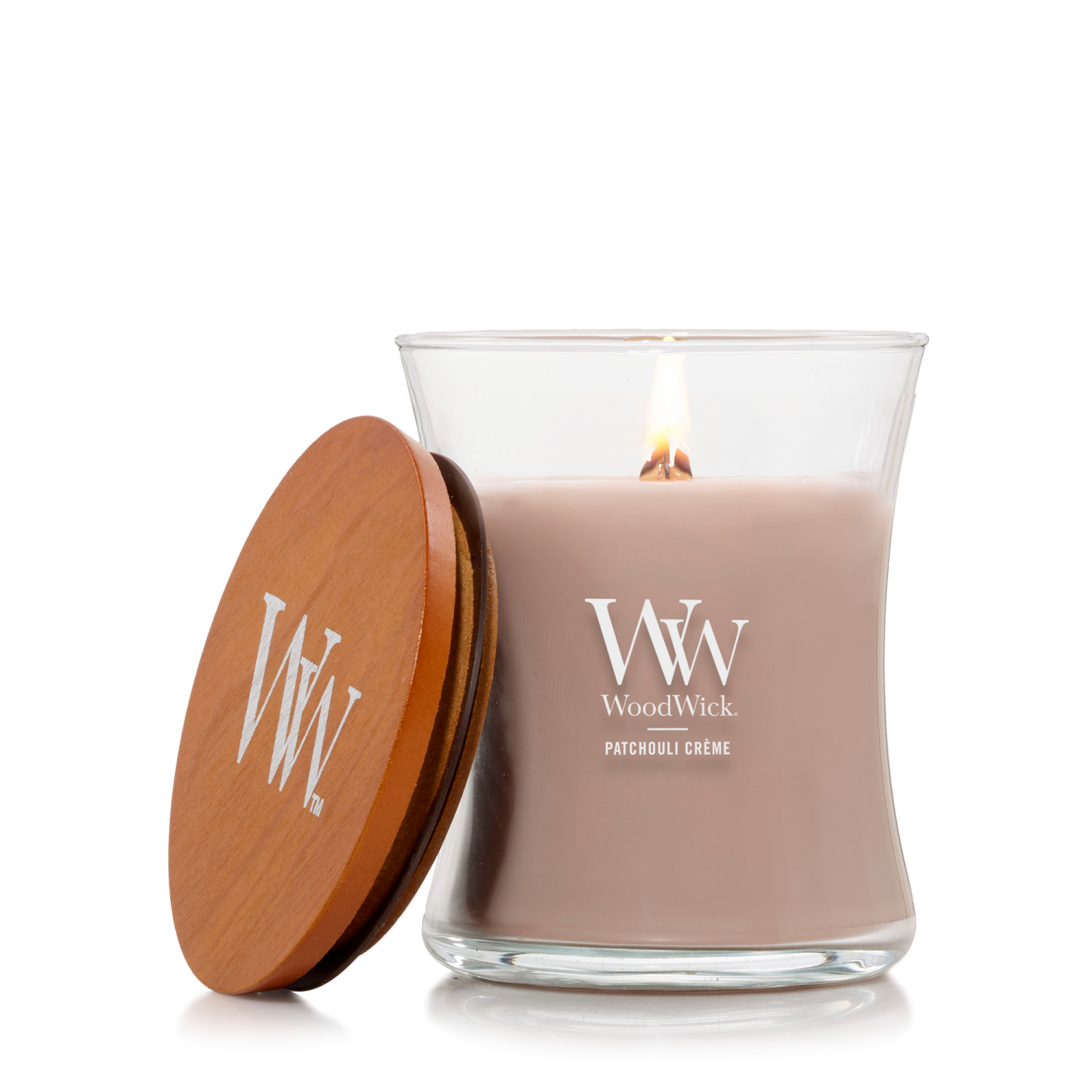slide 2 of 3, Woodwick Medium Jar Candle Patchouli Crème 9.7 Oz., 9.7 oz