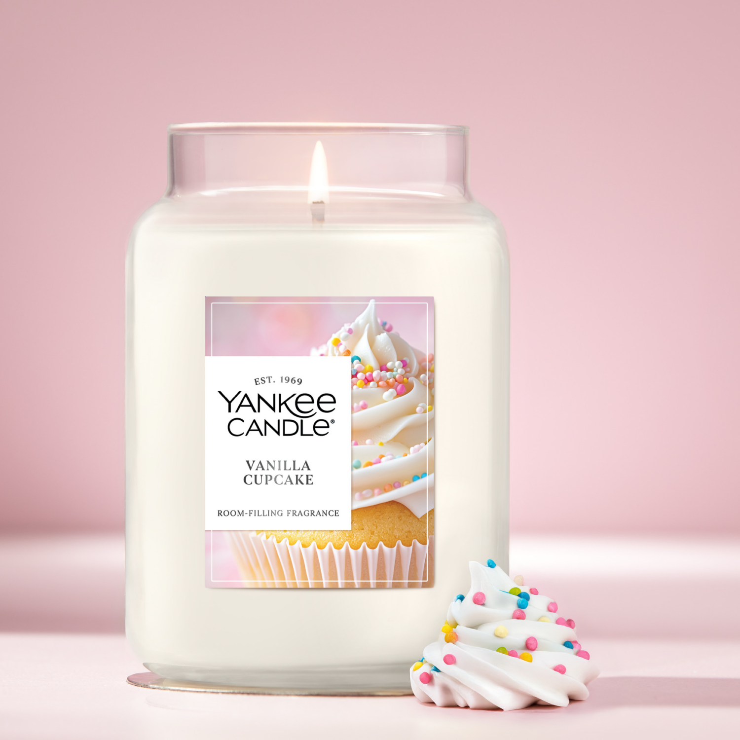 slide 2 of 5, Yankee Candle Vanilla Cupcake Scented Candle, 22oz Large Jar with up to 150 Hour Burn Time, Great for gifting, Birthdays, 1 ct