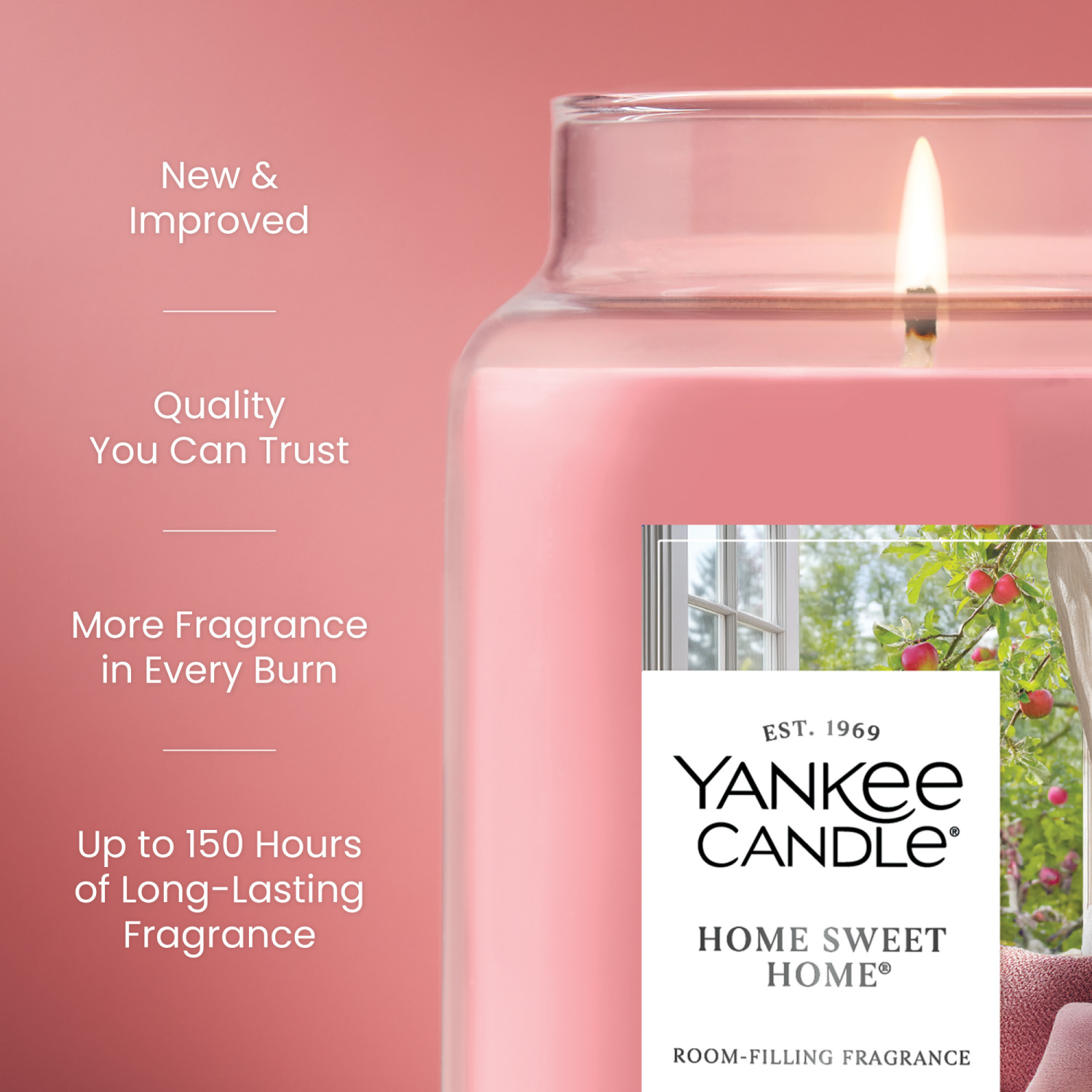slide 5 of 5, Yankee Candle Large Jar Scented Candle with up to 150 Hour Burn Time, Premium Plant Wax Blend for Consistent Burn, 22 oz Jar Candle with Room Filling Fragrance, Home Sweet Home, 22 oz