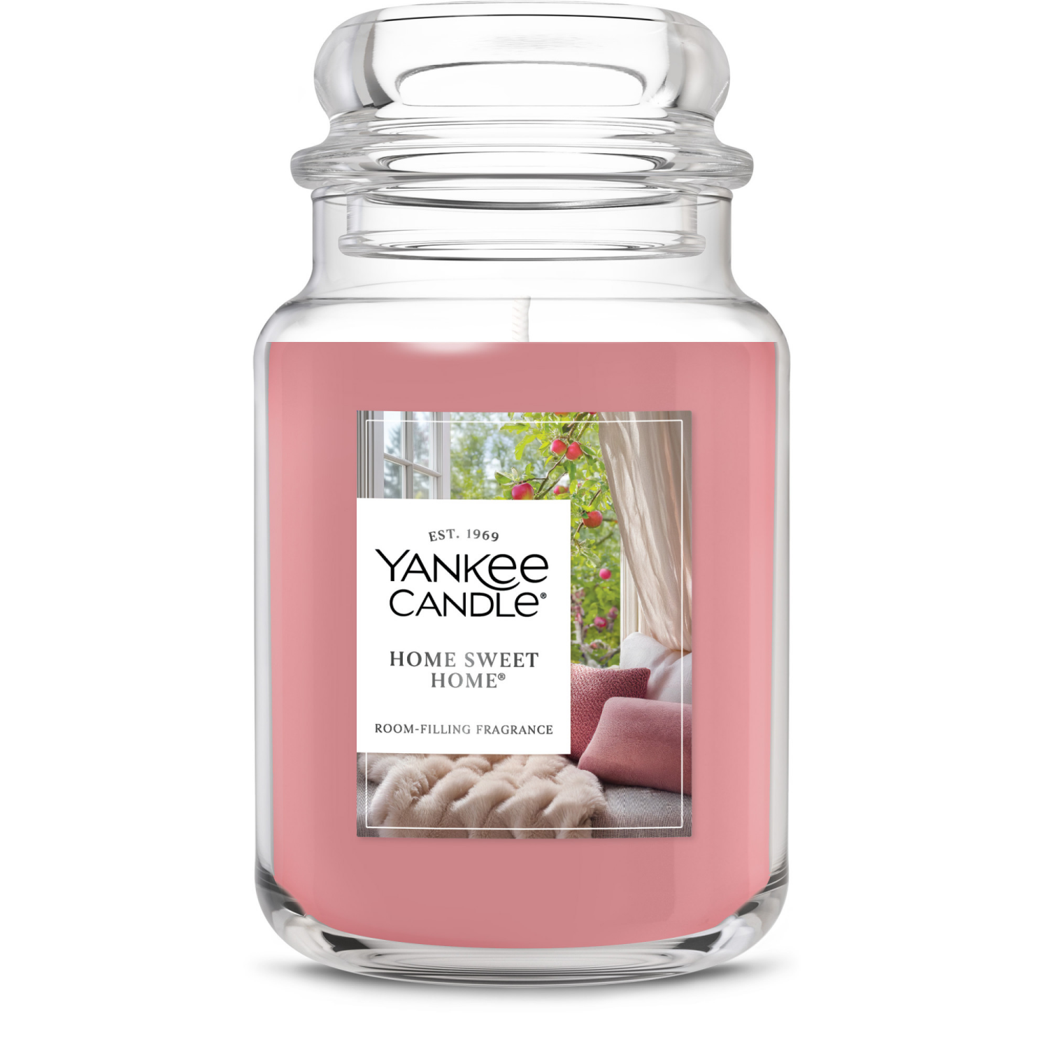 slide 1 of 5, Yankee Candle Large Jar Scented Candle with up to 150 Hour Burn Time, Premium Plant Wax Blend for Consistent Burn, 22 oz Jar Candle with Room Filling Fragrance, Home Sweet Home, 22 oz
