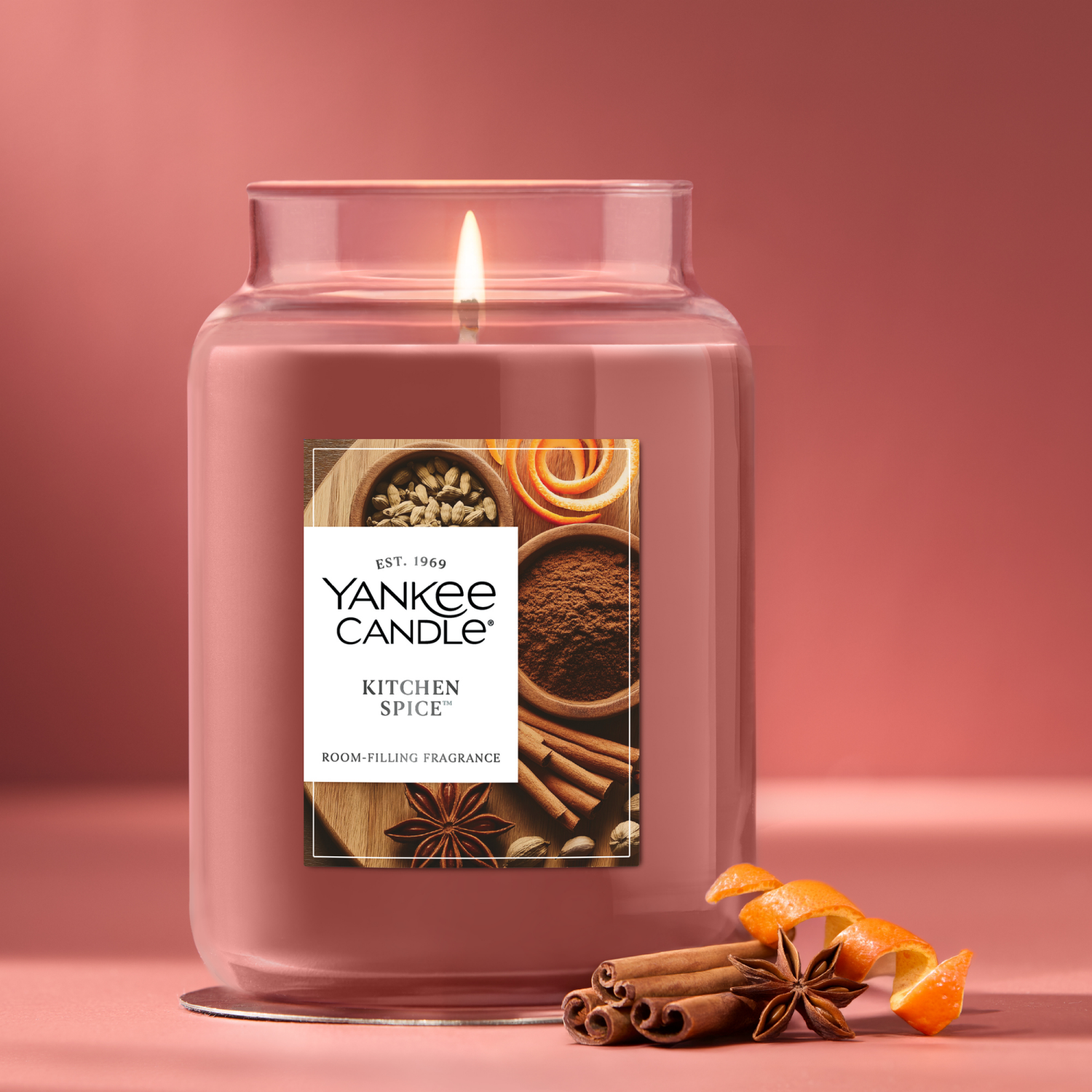 slide 2 of 5, Yankee Candle Large Jar Scented Candle with up to 150 Hour Burn Time, Premium Plant Wax Blend for Consistent Burn, 22 oz Jar Candle with Room Filling Fragrance, Kitchen Spice, 1 ct