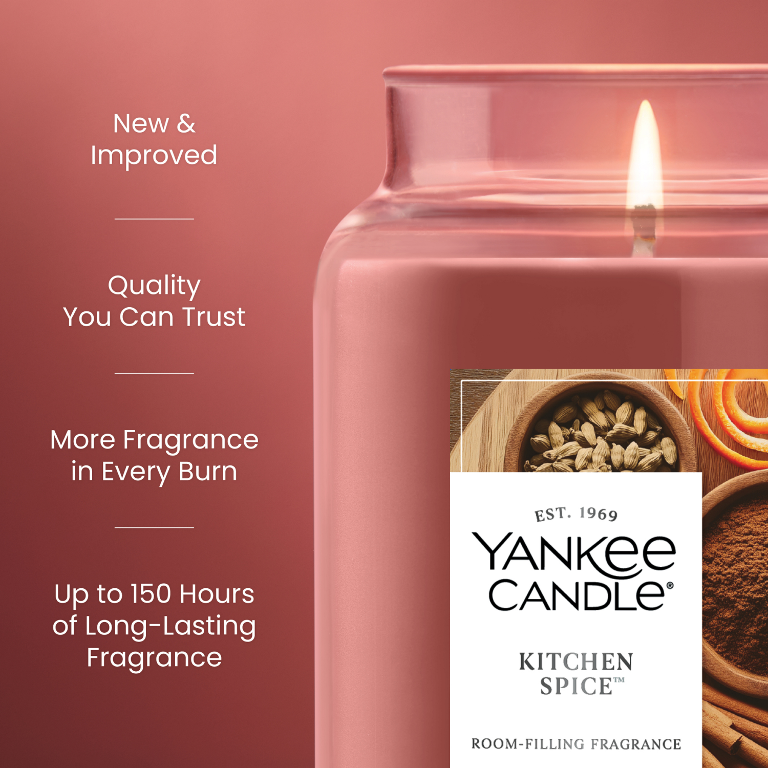 slide 5 of 5, Yankee Candle Large Jar Scented Candle with up to 150 Hour Burn Time, Premium Plant Wax Blend for Consistent Burn, 22 oz Jar Candle with Room Filling Fragrance, Kitchen Spice, 1 ct
