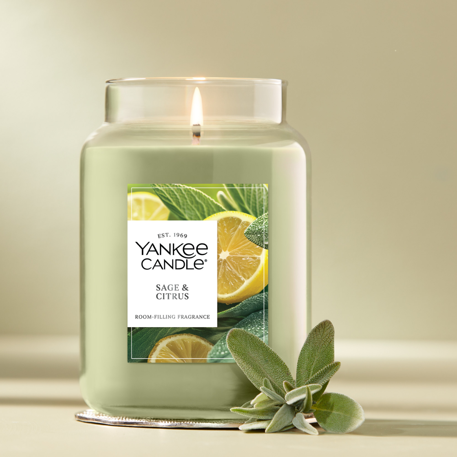 slide 2 of 5, Yankee Candle Sage & Citrus Scented Candle, 22oz Large Jar with up to 150 Hour Burn Time, Great for gifting, Birthdays, 1 ct