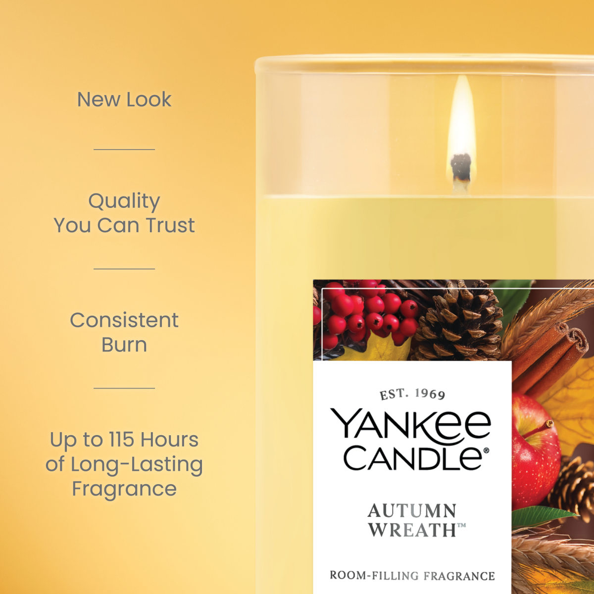 slide 4 of 5, Yankee Candle Signature Collection Medium Pillar Autumn Wreath, 14.25 Oz., 14.25 oz