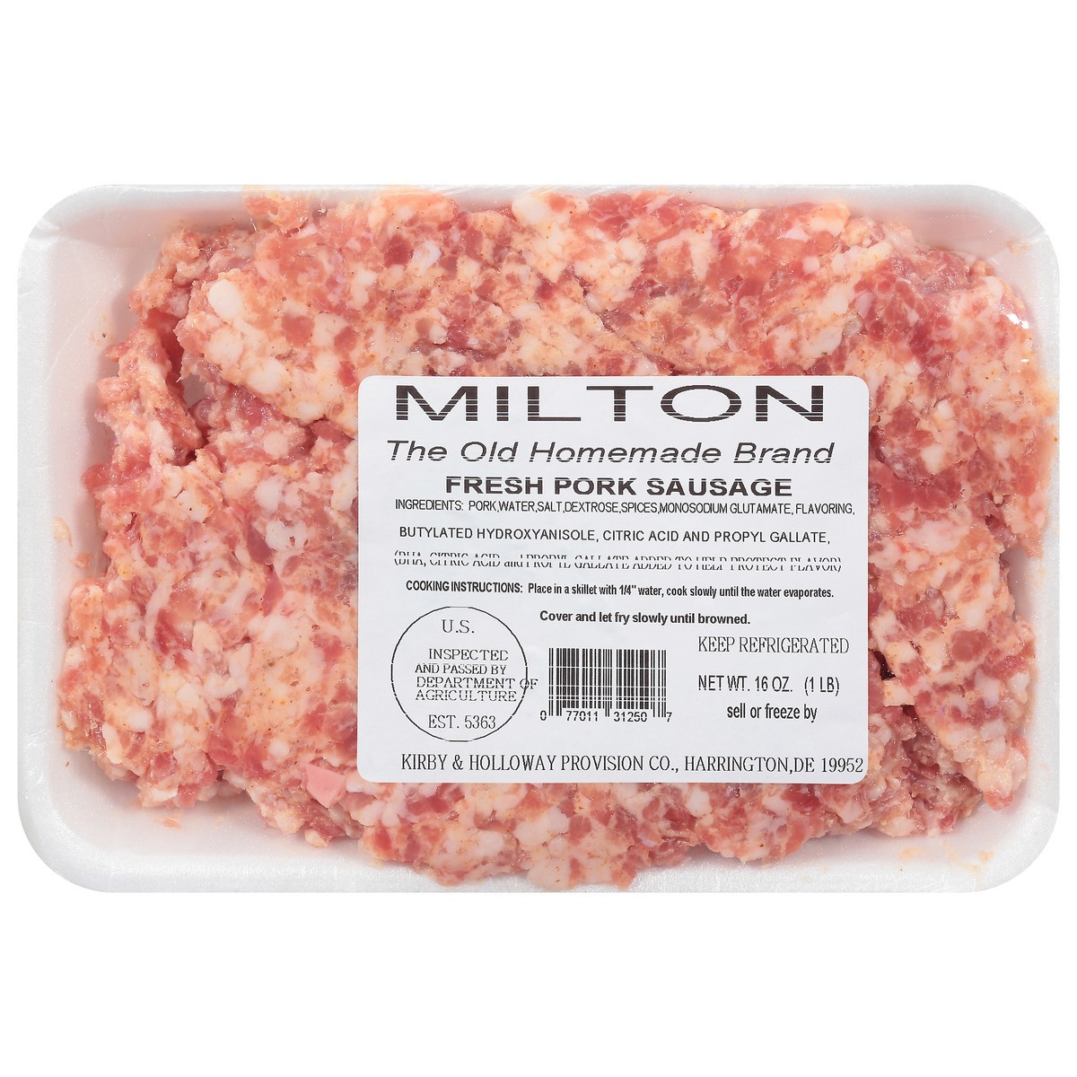 slide 1 of 9, Milton's Fresh Pork Sausage 16 oz, 16 oz