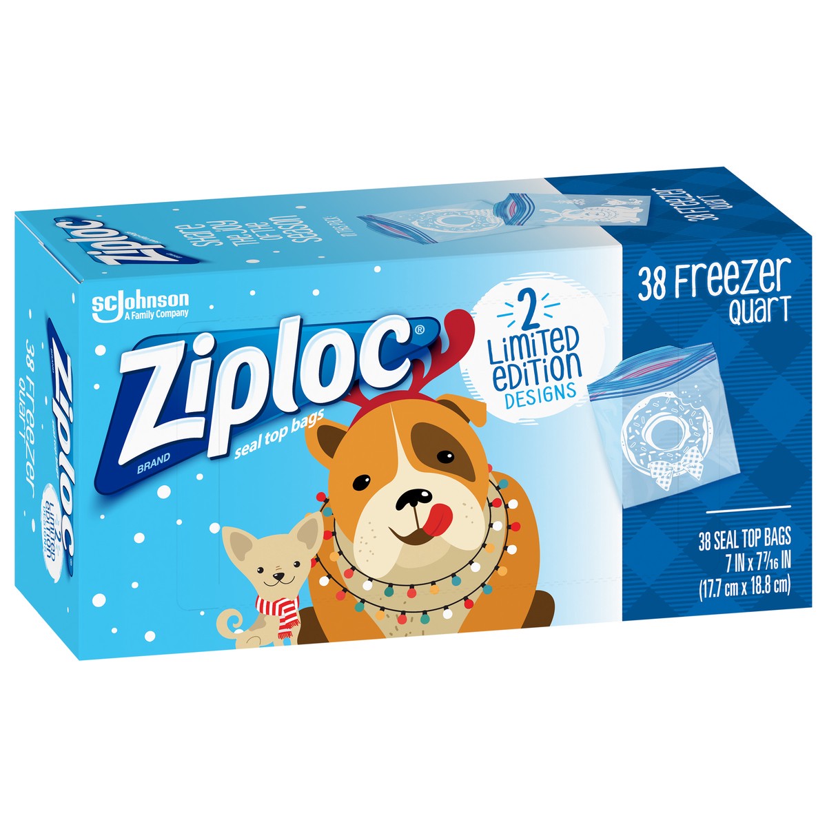 slide 2 of 4, Ziploc Brand Freezer Bags Holiday, Quart, 38 Count, 38 ct