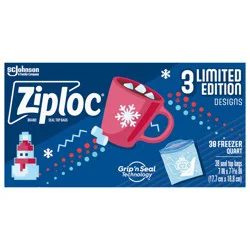 Ziploc Brand Freezer Bags Holiday, Quart, 38 Count