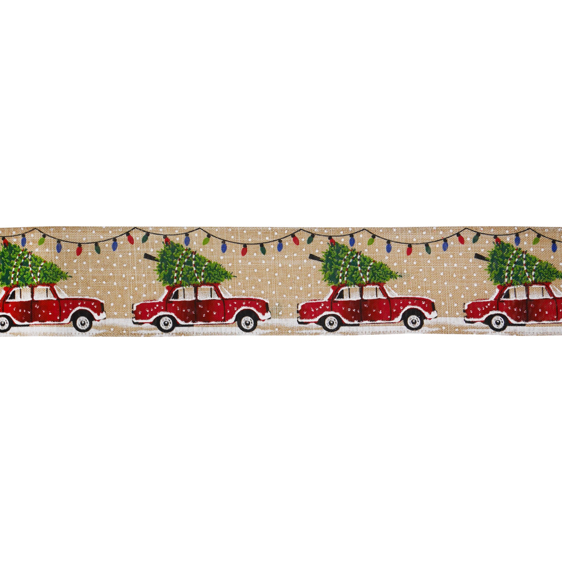 slide 3 of 3, 2.5" X 20ft. Christmas Tree Car Wired Faux Linen Ribbon By Celebrate It, 2.5 in x 20 ft