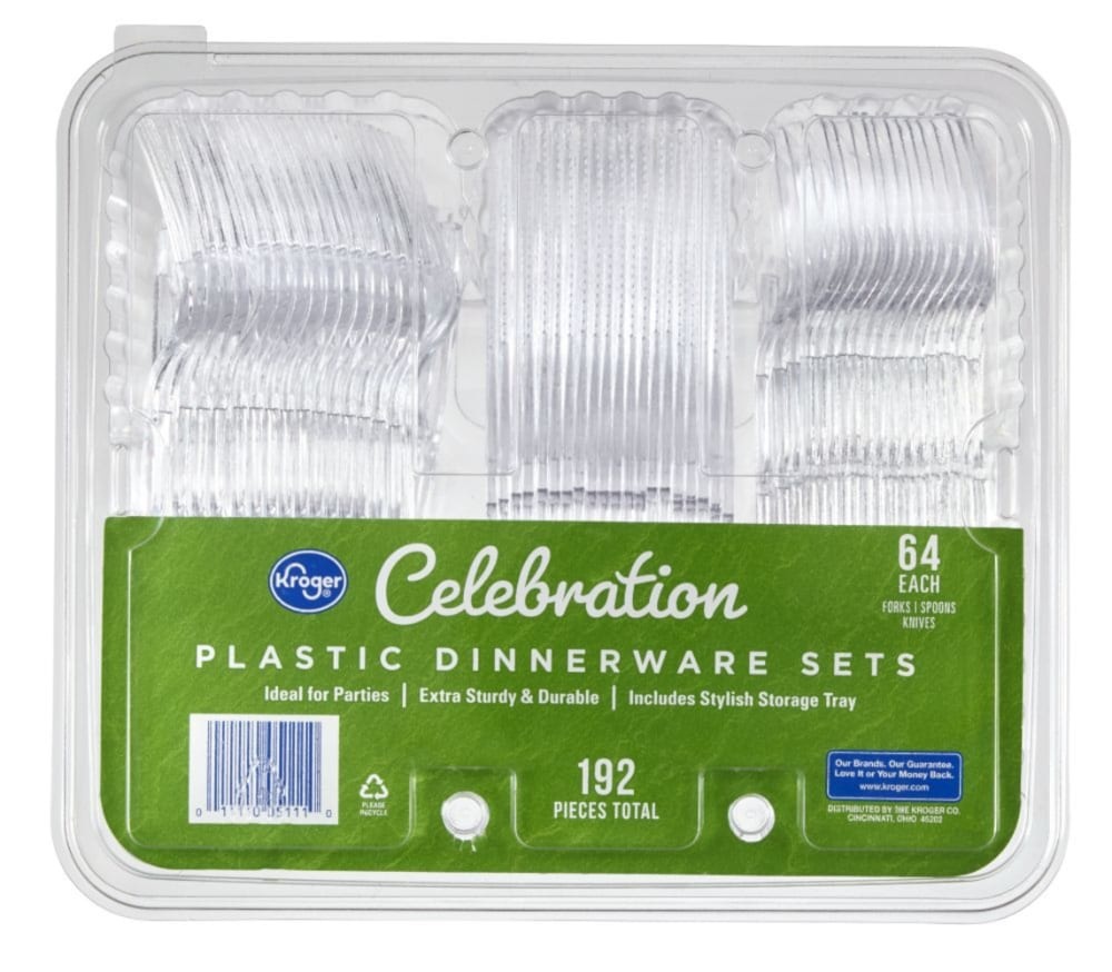 slide 1 of 1, Kroger Celebration Clear Plastic Dinnerware Sets, 192 ct