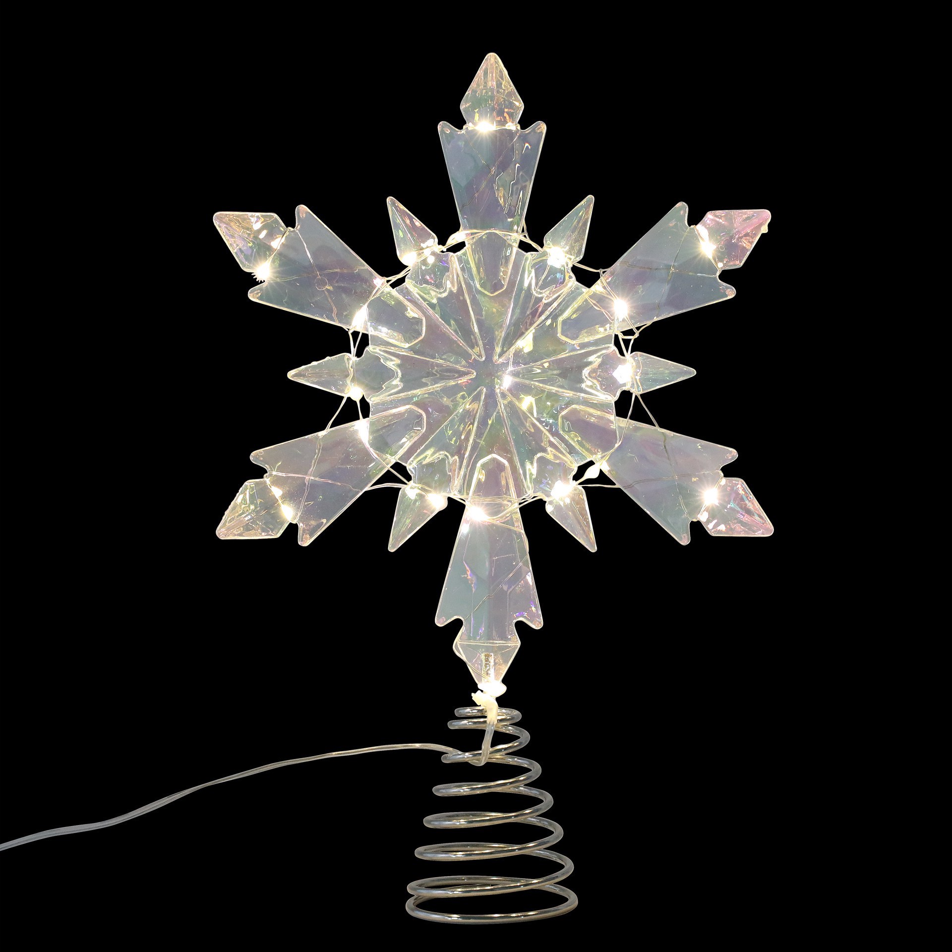 slide 2 of 3, 12" Iridescent Acrylic Snowflake Lighted Tree Topper By Ashland, 12 in