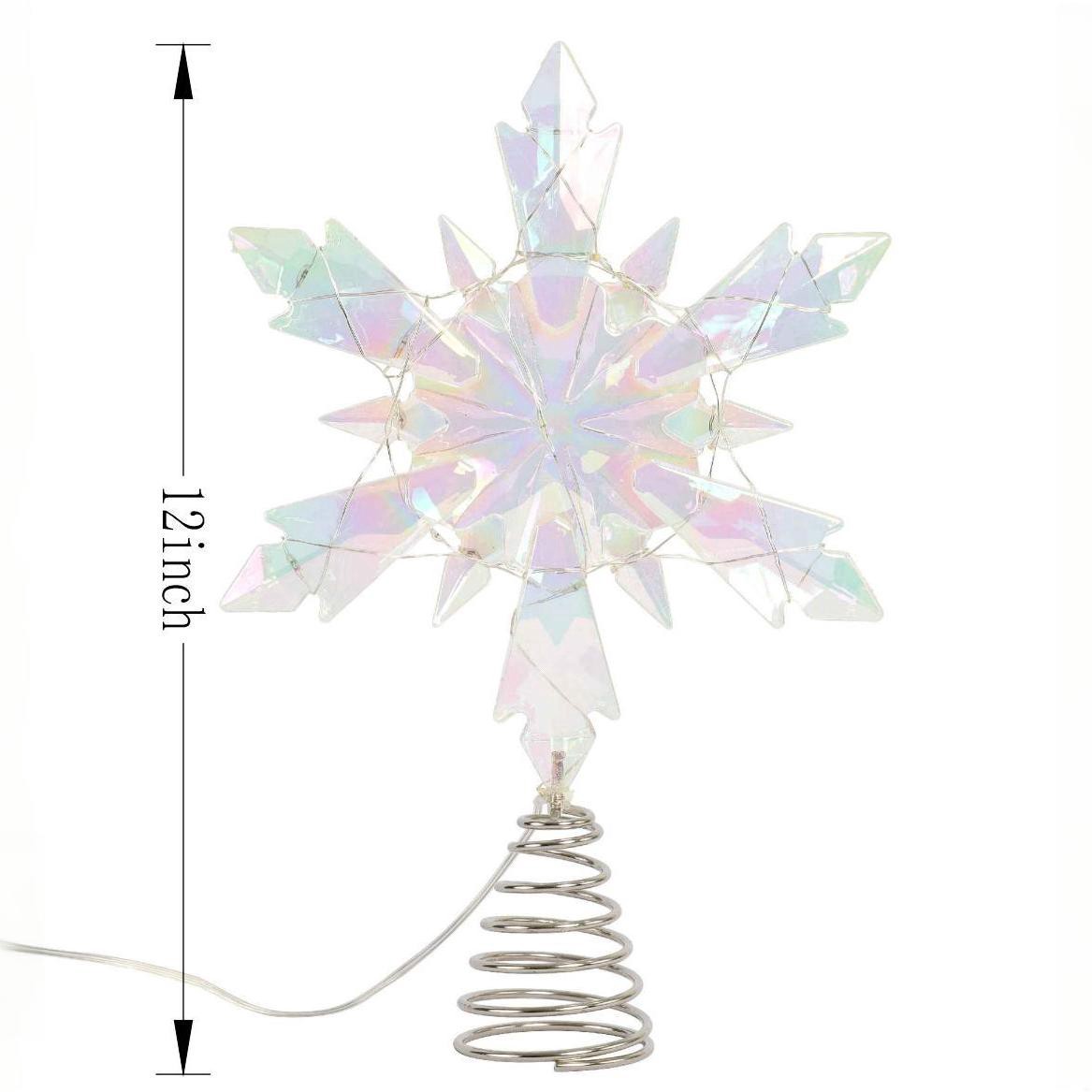 slide 3 of 3, 12" Iridescent Acrylic Snowflake Lighted Tree Topper By Ashland, 12 in