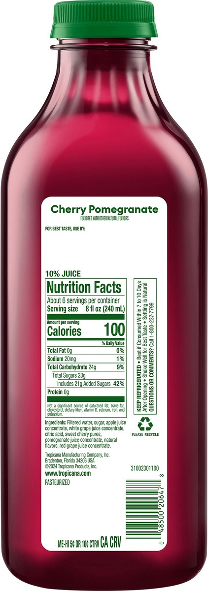 slide 4 of 12, Tropicana Premium Drinks, Cherry Pomegranate, 46 Fl Oz Bottle, 46 fl oz