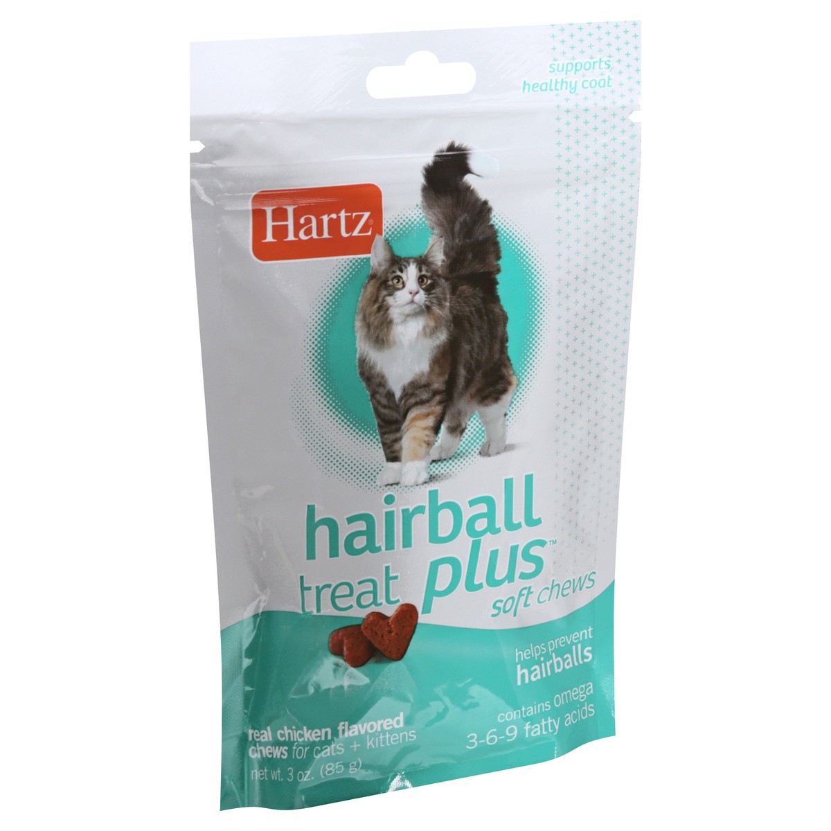 slide 13 of 13, Hartz Hair Balls Treat Plus Soft Chews Real Chicken Flavor Chews for Cats + Kittens 3 oz, 3 oz