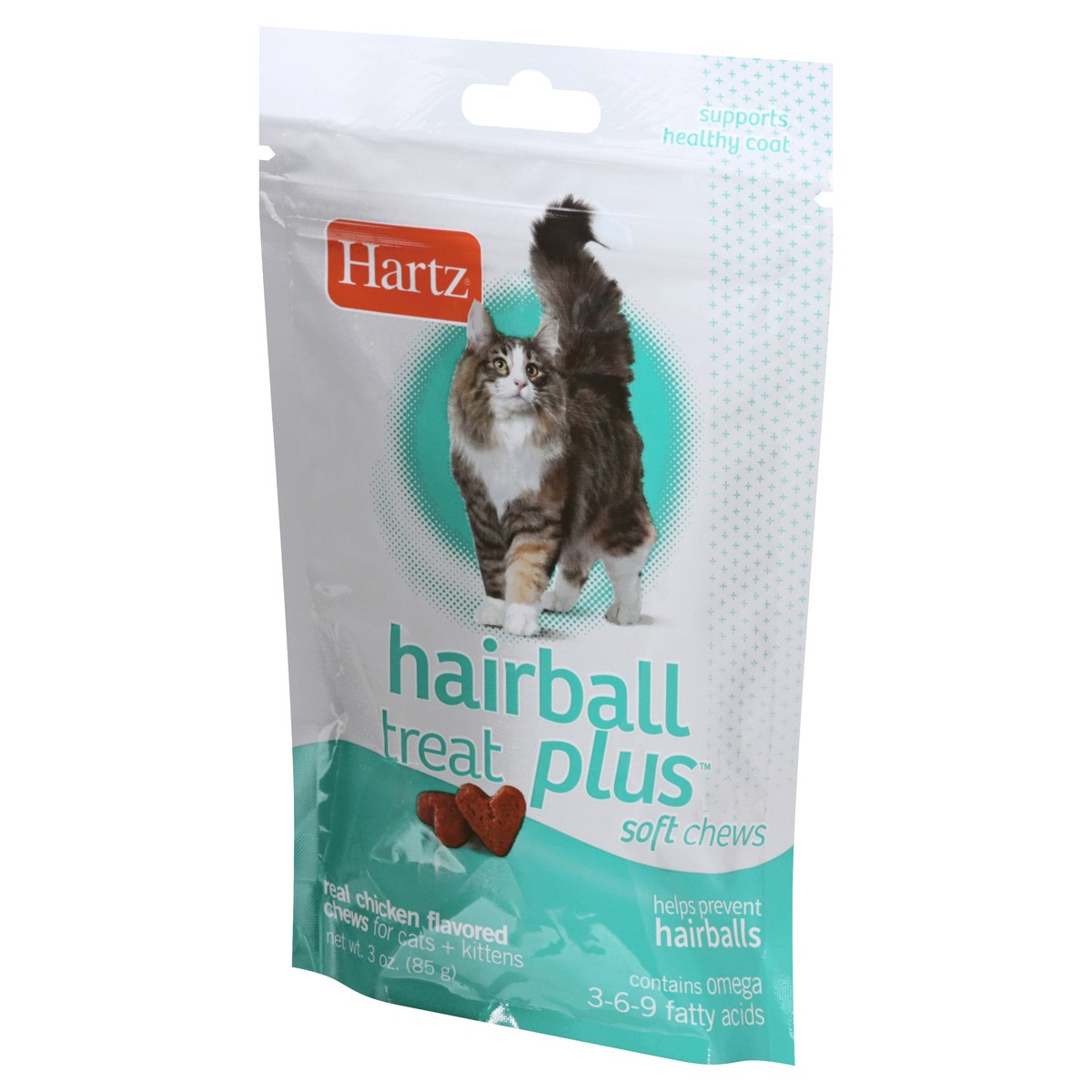 slide 5 of 13, Hartz Hair Balls Treat Plus Soft Chews Real Chicken Flavor Chews for Cats + Kittens 3 oz, 3 oz