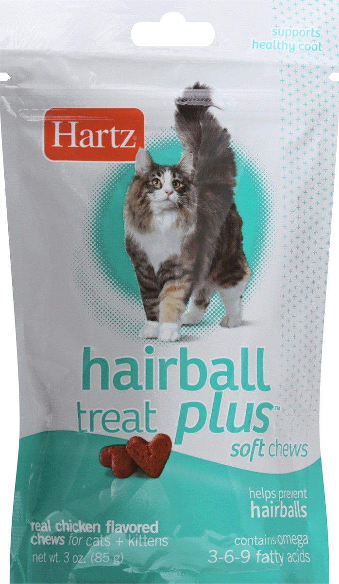 slide 3 of 13, Hartz Hair Balls Treat Plus Soft Chews Real Chicken Flavor Chews for Cats + Kittens 3 oz, 3 oz