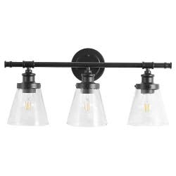 Cedar Hill 3-Light Vanity with Cylindrical Glass Shades - Black