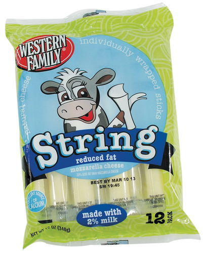 slide 1 of 1, Western Family 2% String Cheese, 12 oz