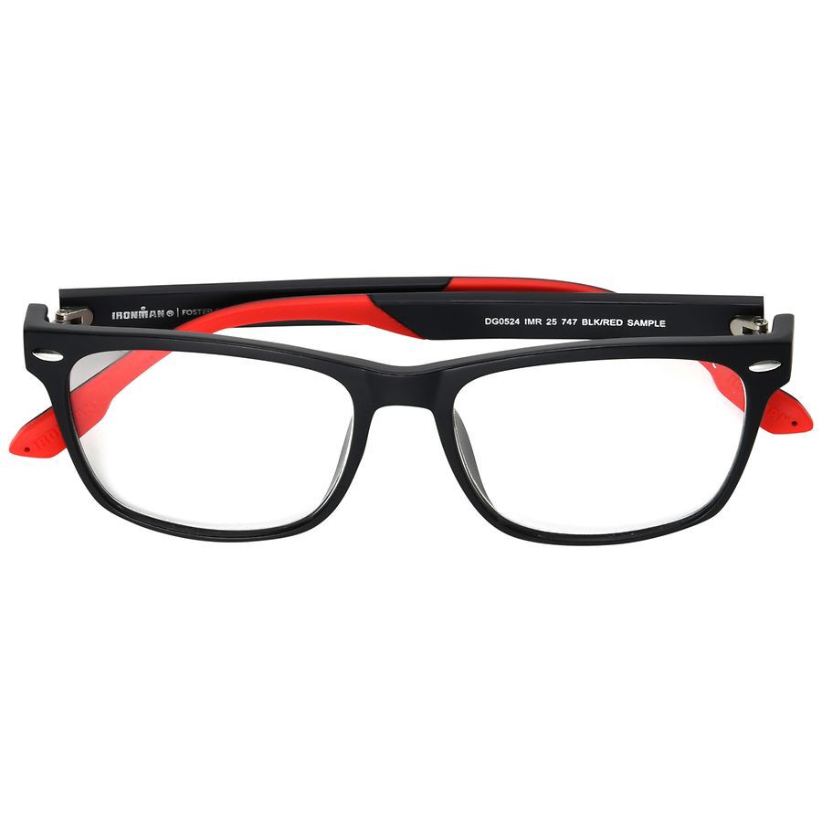 slide 4 of 5, Foster Grant Ironman IronFlex Reading Glasses Black/Red, +1.50 1pair