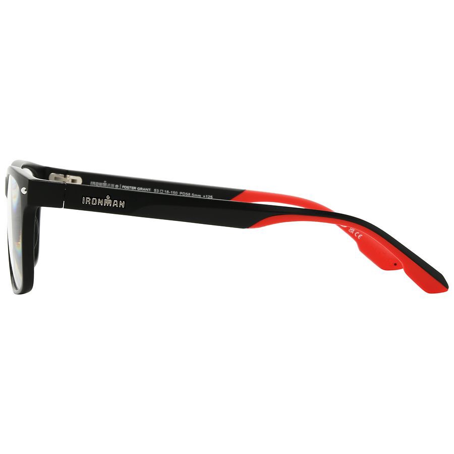 slide 3 of 5, Foster Grant Ironman IronFlex Reading Glasses Black/Red, +1.50 1pair