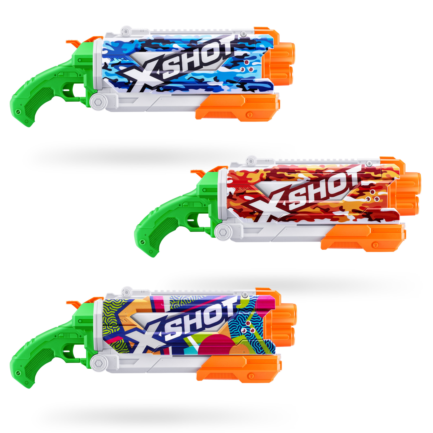 slide 3 of 8, X-Shot Water Fast-Fill SKINS-Pump Action Water Blaster Double Pack by ZURU, 1 ct