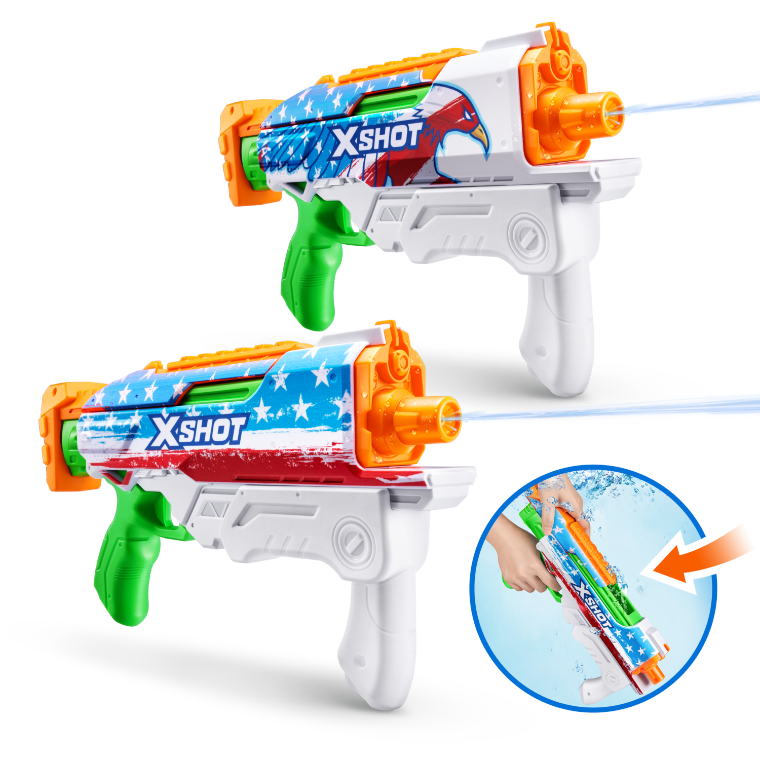 slide 1 of 8, X-SHOT WATER-FAST-FILL SKINS-HYPERLOAD Double Pack by ZURU, 1 ct