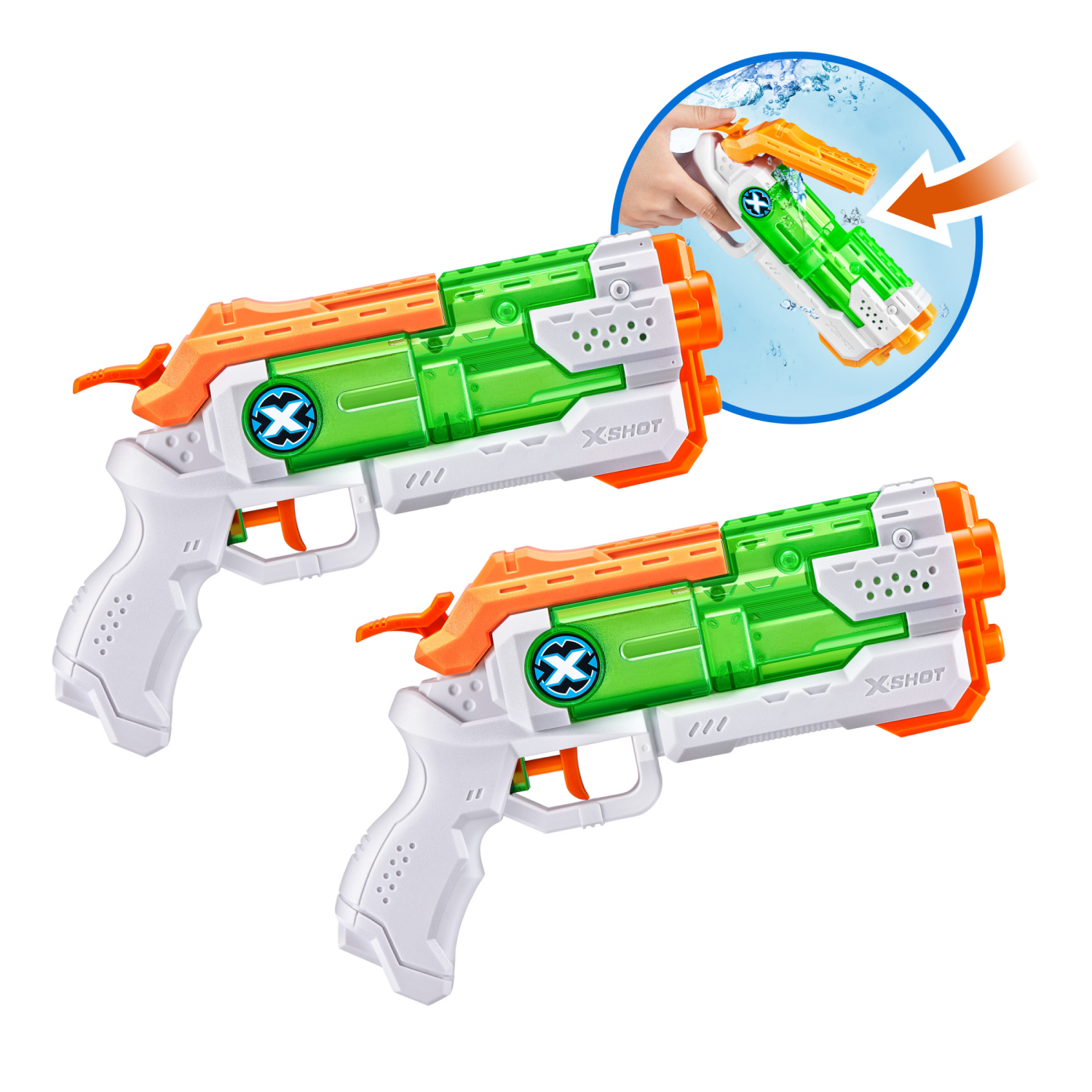 slide 1 of 8, X-Shot Water Fast-Fill Micro Water Blaster Toy 2pk by ZURU - S, 2 ct