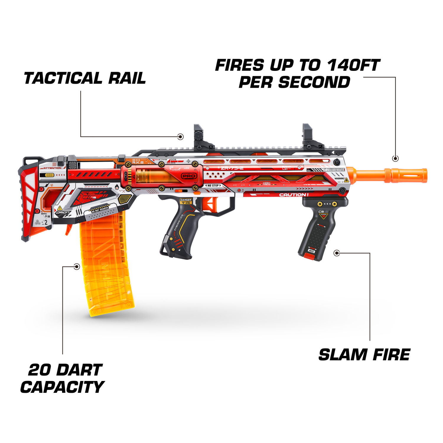 slide 7 of 8, Zuru X-Shot SKINS Pro Series Longshot Foam Blaster with 40 Darts, 1 ct