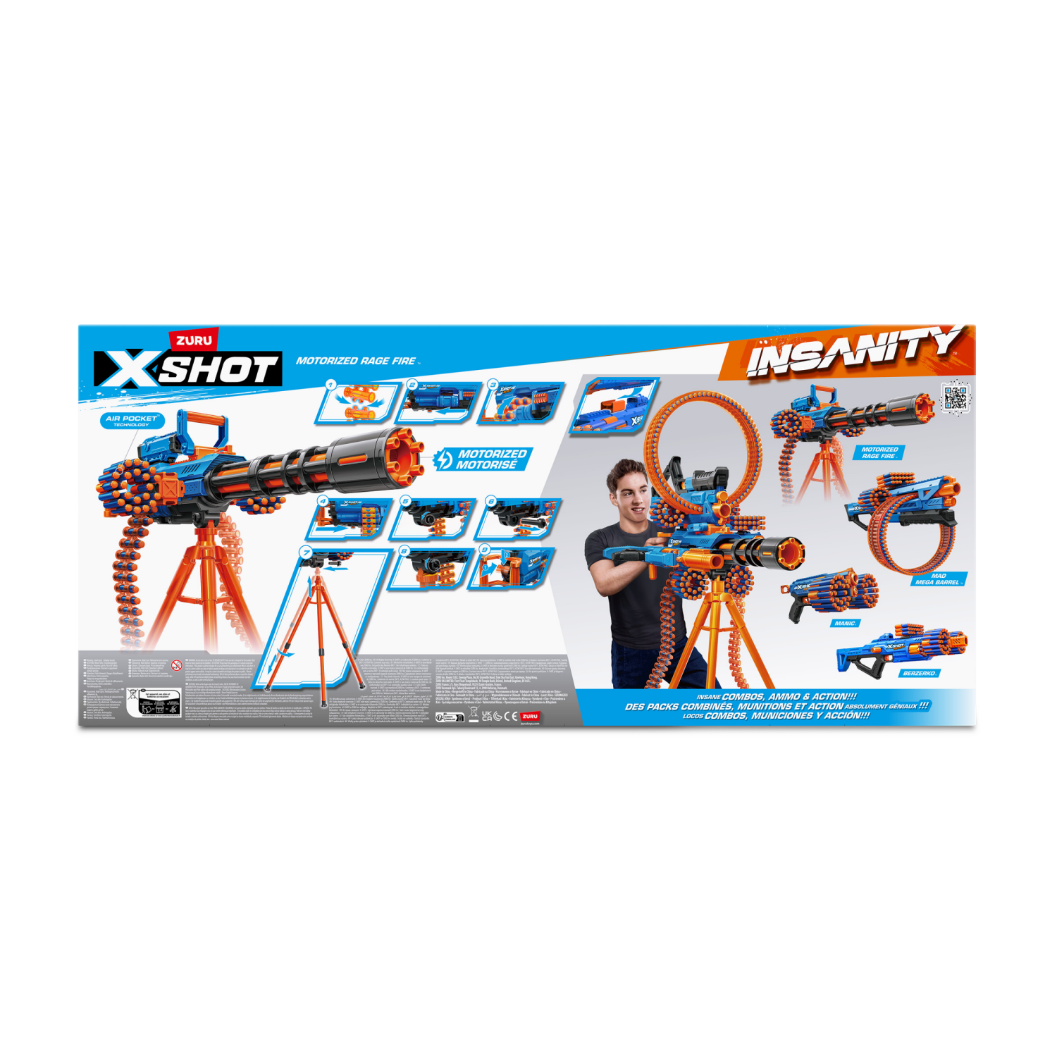 slide 4 of 8, Zuru X-Shot-Insanity-Series 1 Motorized Rage Fire Gatlin Blaster, 1 ct