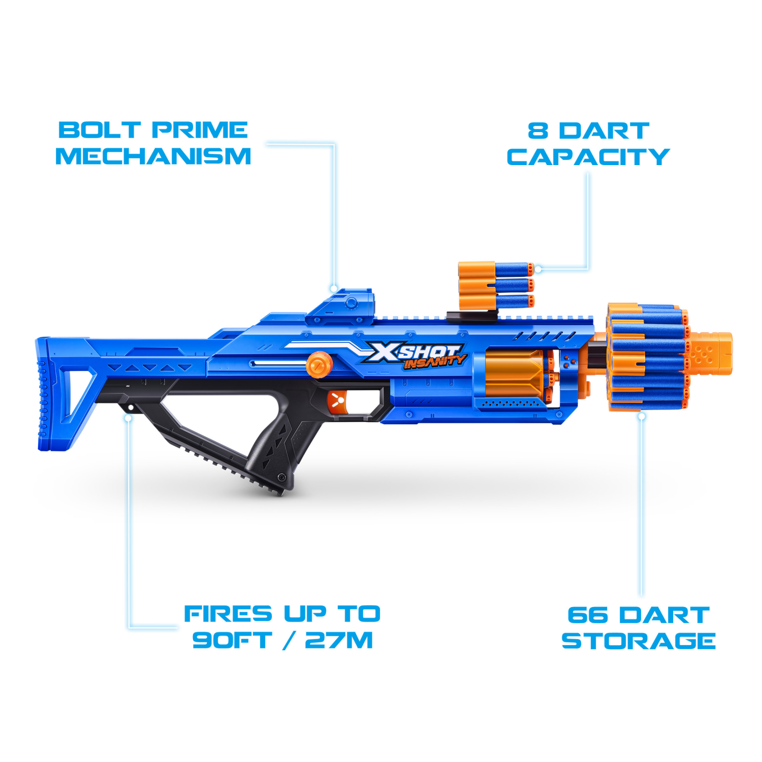 slide 7 of 8, X-Shot Zuru X-Shot Insanity Berzerko Foam Blaster with 48 Darts, 1 ct