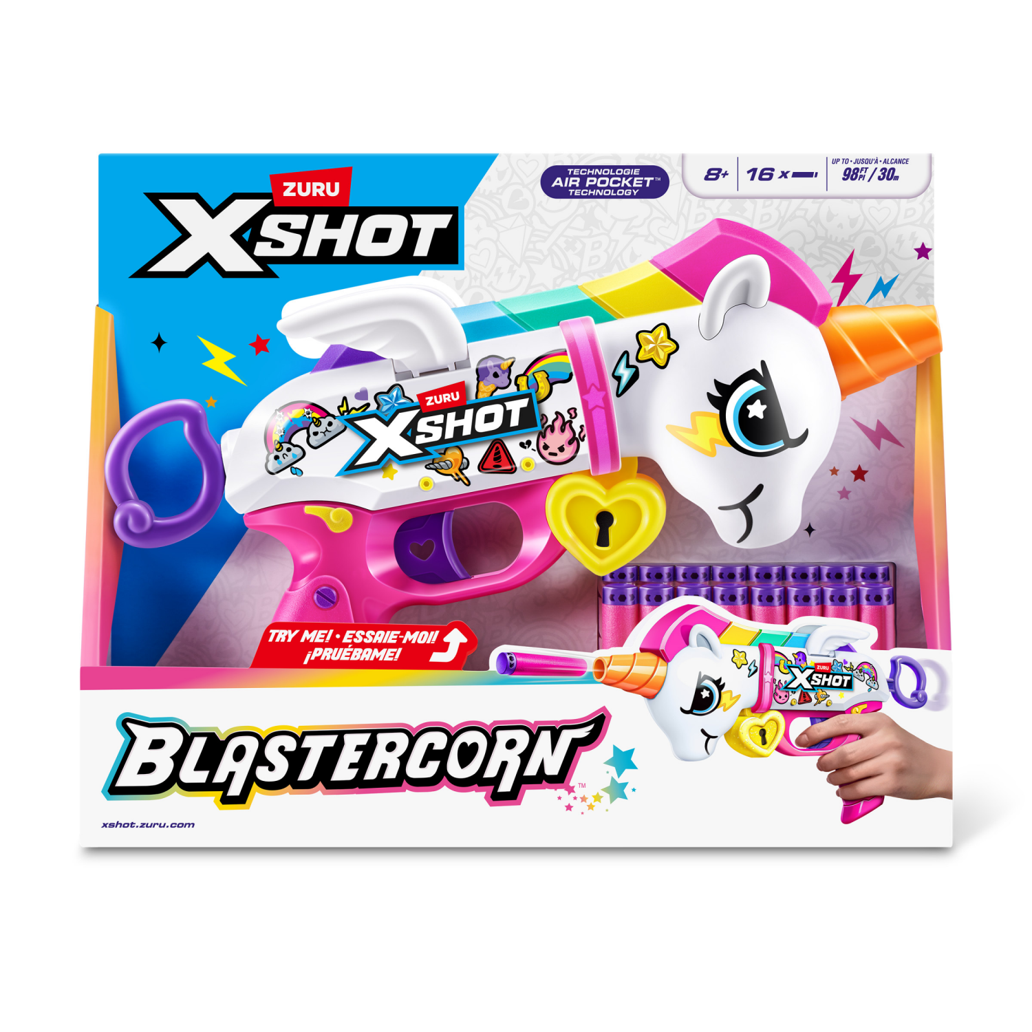 slide 5 of 7, X-Shot Blastercorn Heartbreaker Blaster with 16 Darts, 1 ct