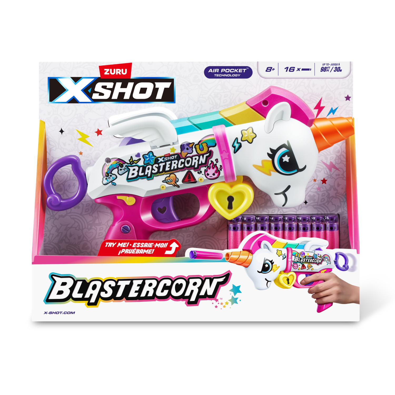 slide 1 of 7, X-Shot Blastercorn Heartbreaker Blaster with 16 Darts, 1 ct