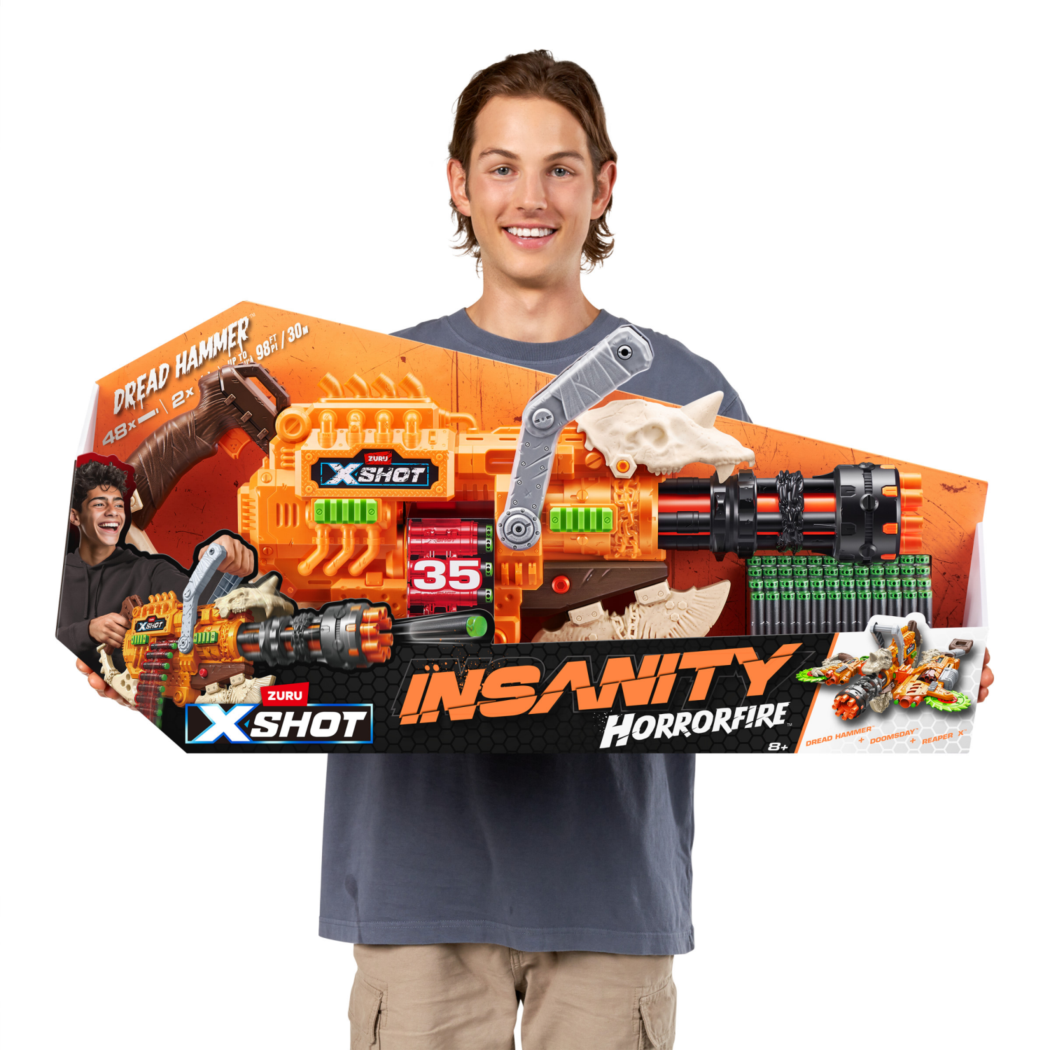 slide 5 of 8, X-Shot Horror Fire Dread Hammer Blaster by Zuru - 48 Darts, 1 ct