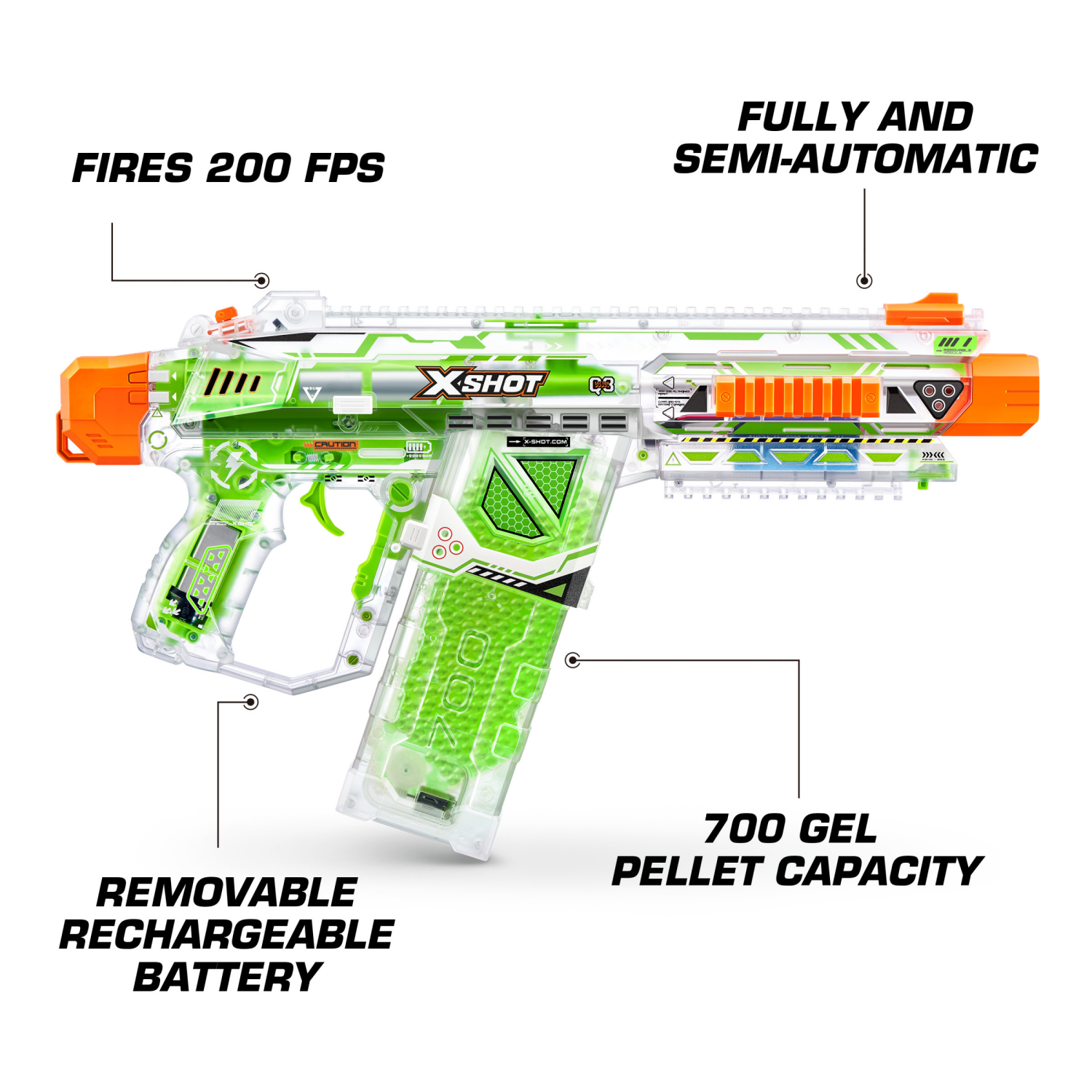 slide 5 of 8, X-Shot Hyper Gel Glow in the Dark HPG-700 Blaster, 1 ct