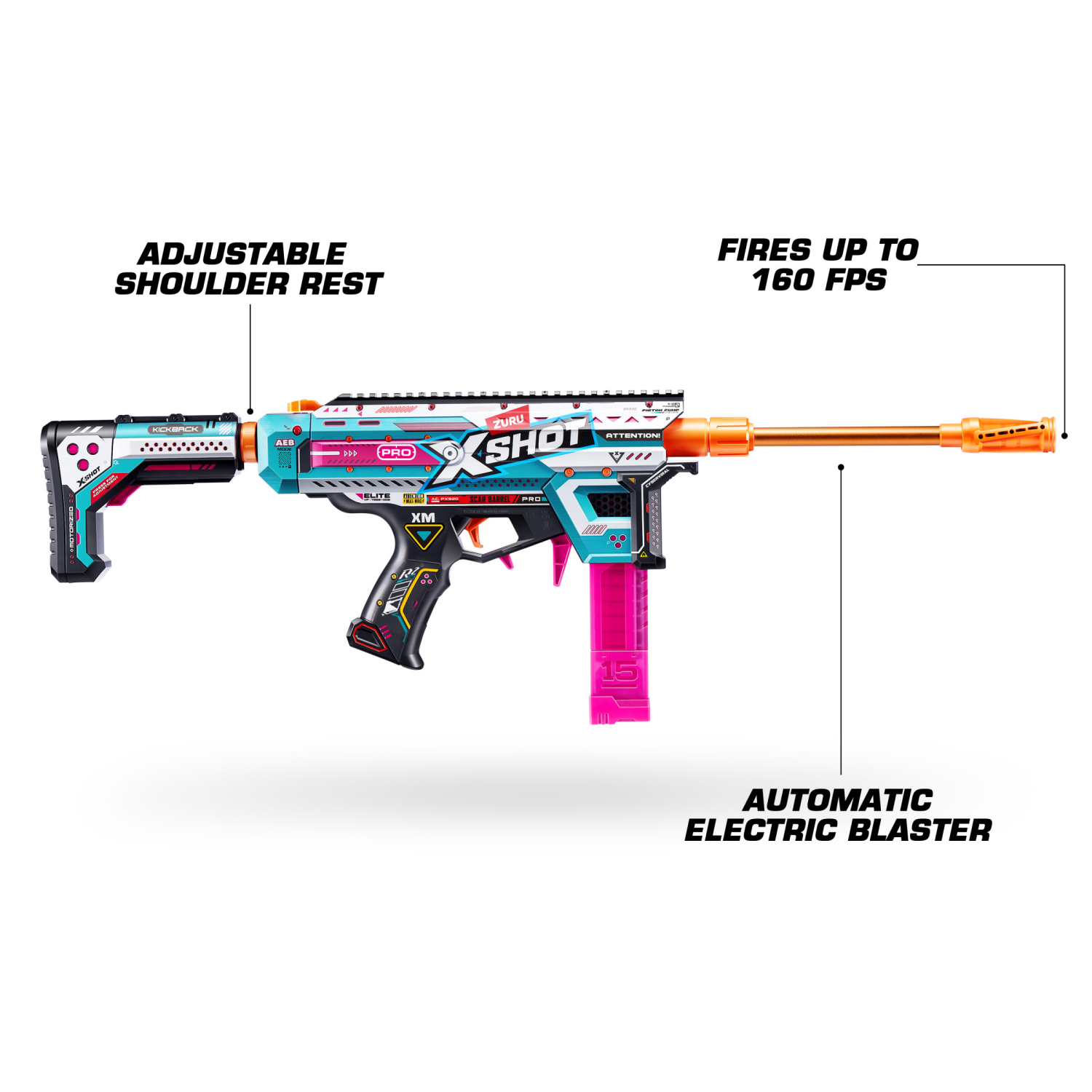 slide 4 of 8, XSHOT Pro Motorized Piston Pump Toy Dart Blaster by ZURU, 1 ct