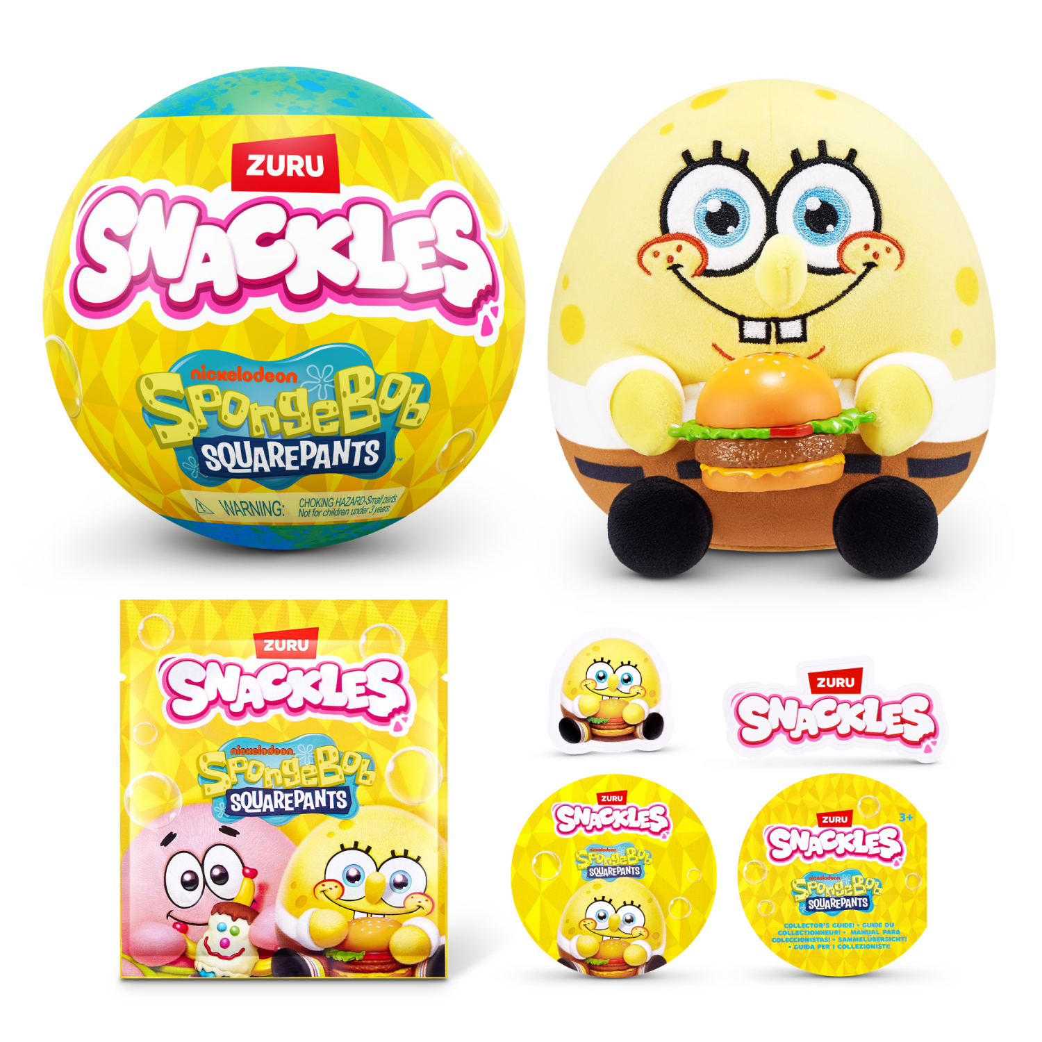slide 1 of 8, ZURU Snackles Licensed Character SpongeBob Squarepants 5-inch Plush by ZURU, 1 ct